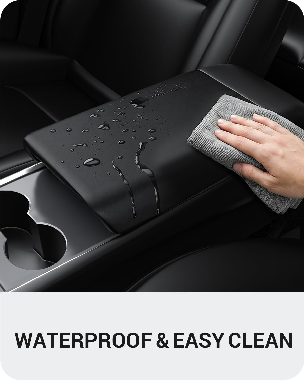 BASENOR Tesla 2020-2024 Model Y 2017-2023 Model 3 Center Console Cover TPU Armrest Cover Non-Slip Protector Armrest Tesla Interior Accessories Black (Not Compatible with 2024 2025 Tesla Model 3)