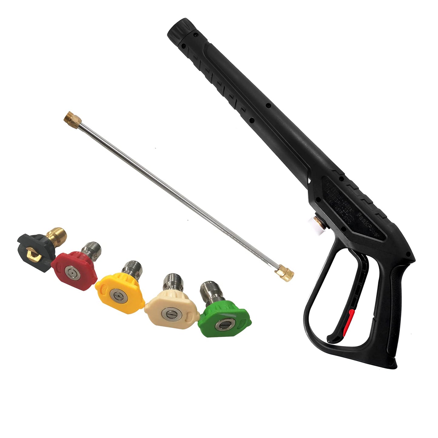 WXNANY High Pressure Washer Gun with Replacement Wand Extension 5 Adjustable Nozzle Tips for Cars Fences Driveways Patios, M22-14mm Fitting, Max 3600 PSI, 6.6GPM