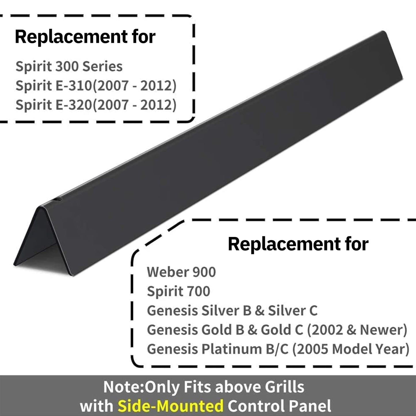X Home 7536 22.5 inch Flavorizer Bars for Weber Genesis Silver & Gold B C, Spirit 300 Series, Spirit E310, E320, Sturdy Porcelain Steel Replacement Grill Parts (5 Pack)