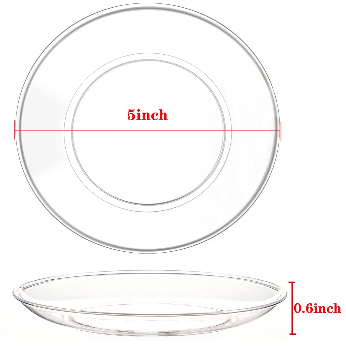 Tergy 200 Pack Disposable Clear Plates 5 Inch Plastic Dessert Plates Wedding Cake Appetizers Plates for Party Dinner BBQ Travel