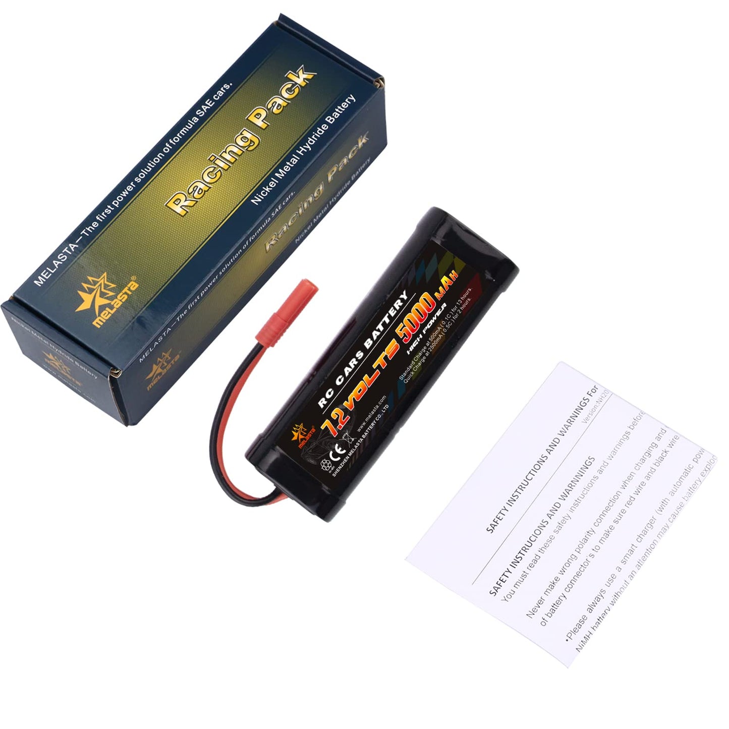 MELASTA 7.2V 5000mAh NiMH RC Battery Packs for Redcat Racing Vehicles with Banana Connector