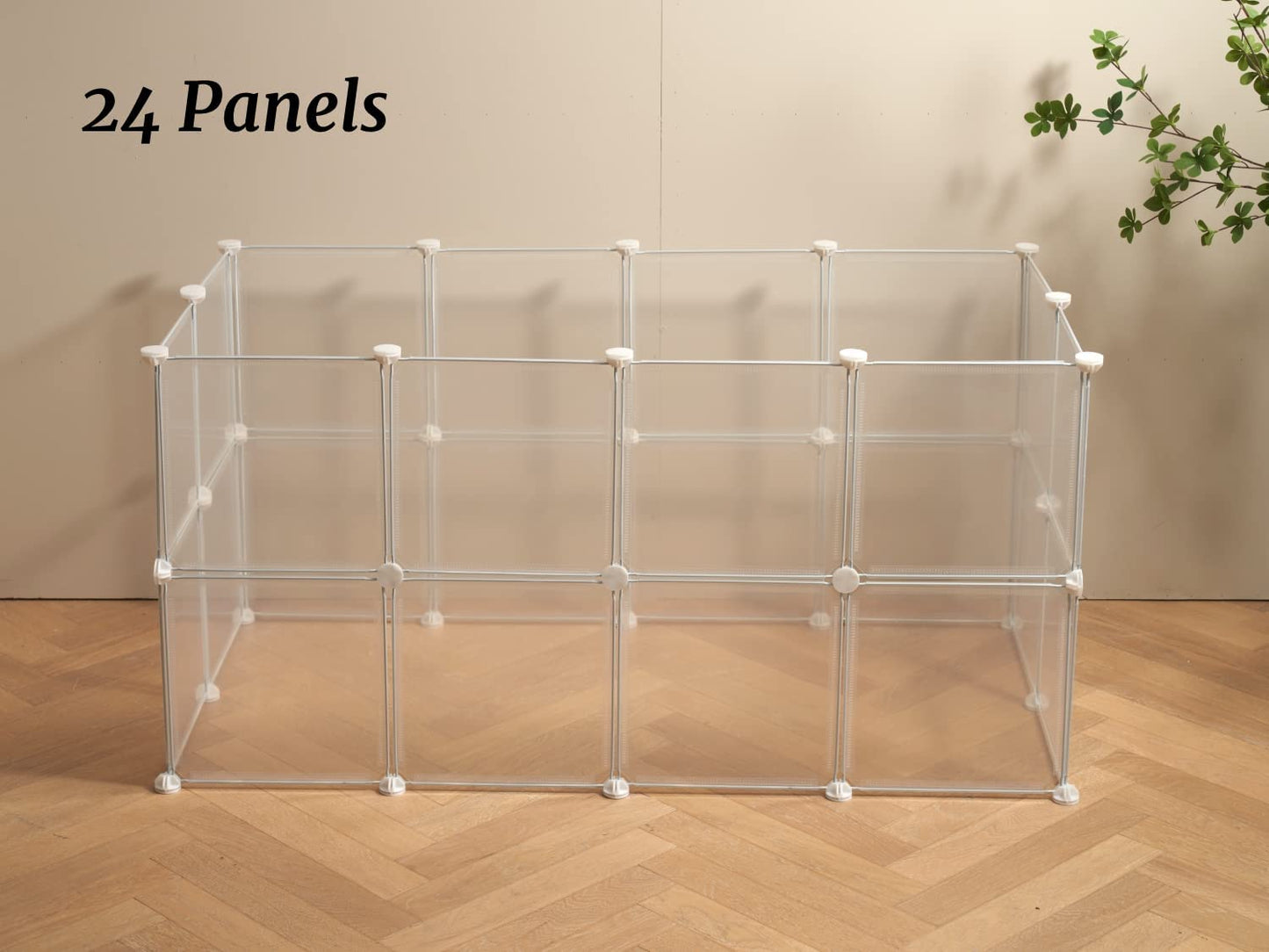 LURIVA Transparent Clear Small Animal Playpen, Guinea Pig Cages, Puppy Dog Playpen, Pet Playpen, Rabbit Bunny Indoor Outdoor Fence Pen Enclosure, White Clear Plastic Playpen,12 X 12 Inch, 24 Panels