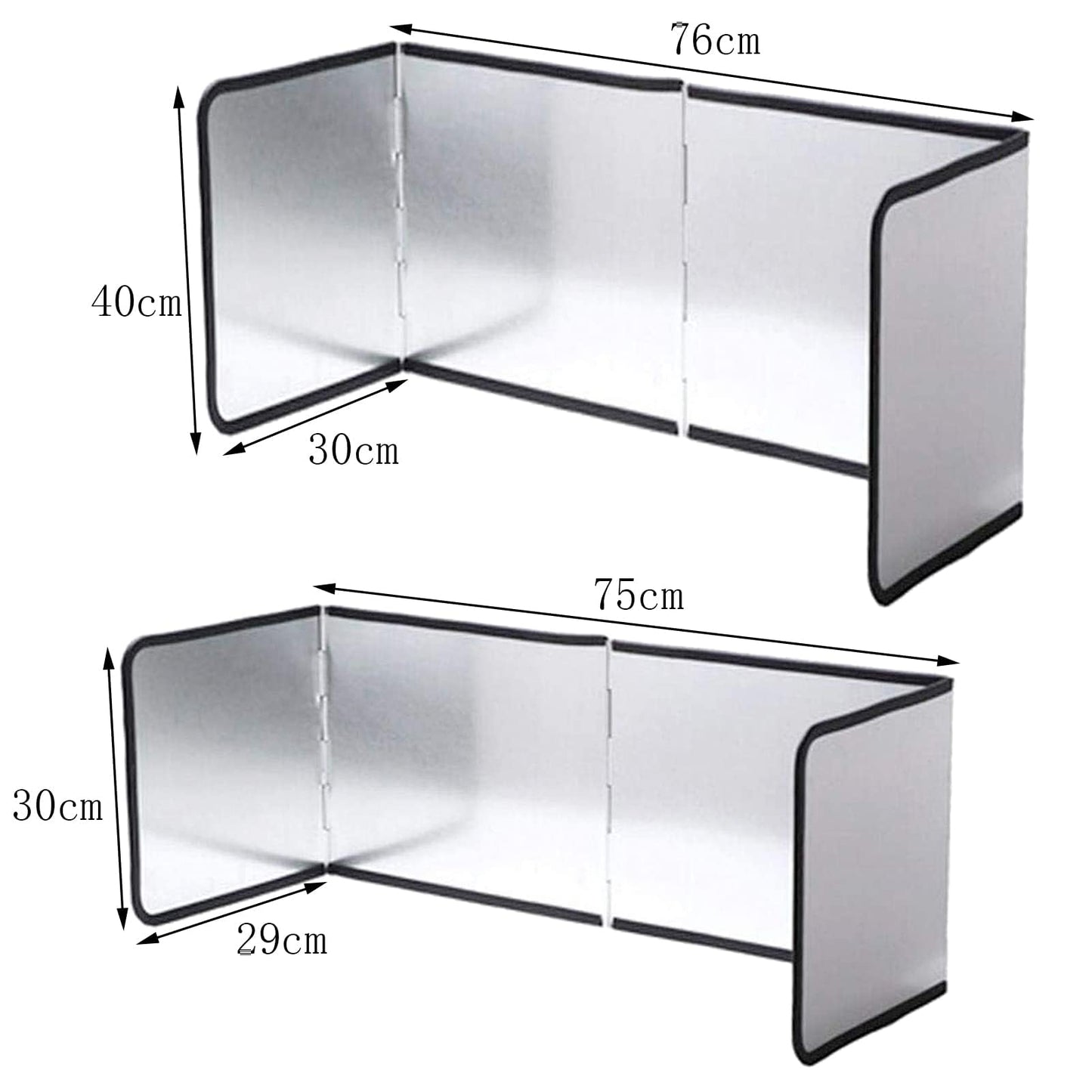 Nonstick 3 Sided Splatter Guard Grease Splatter Screen Splash Guard Stainless Steel Backsplash Protector Stove Side Guards Folding Kitchen Oil Baffle for Stove Top Frying Pan Height 40cm