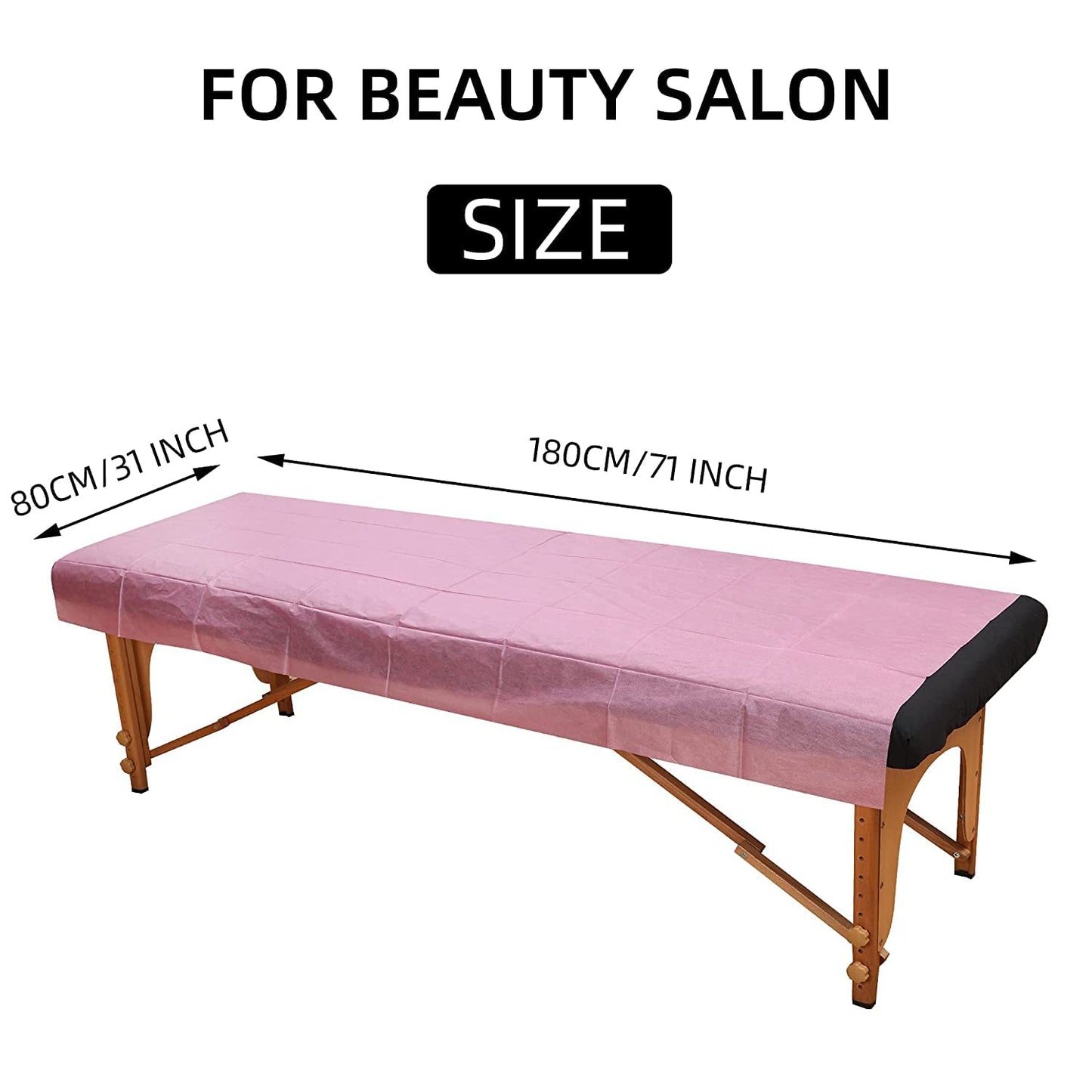 150 PCS Massage Table Sheets Disposable Non Woven SPA Bed Cover Breathable Polypropylene Fabric 31" x 70" Thin, Not Waterproof (Pink)