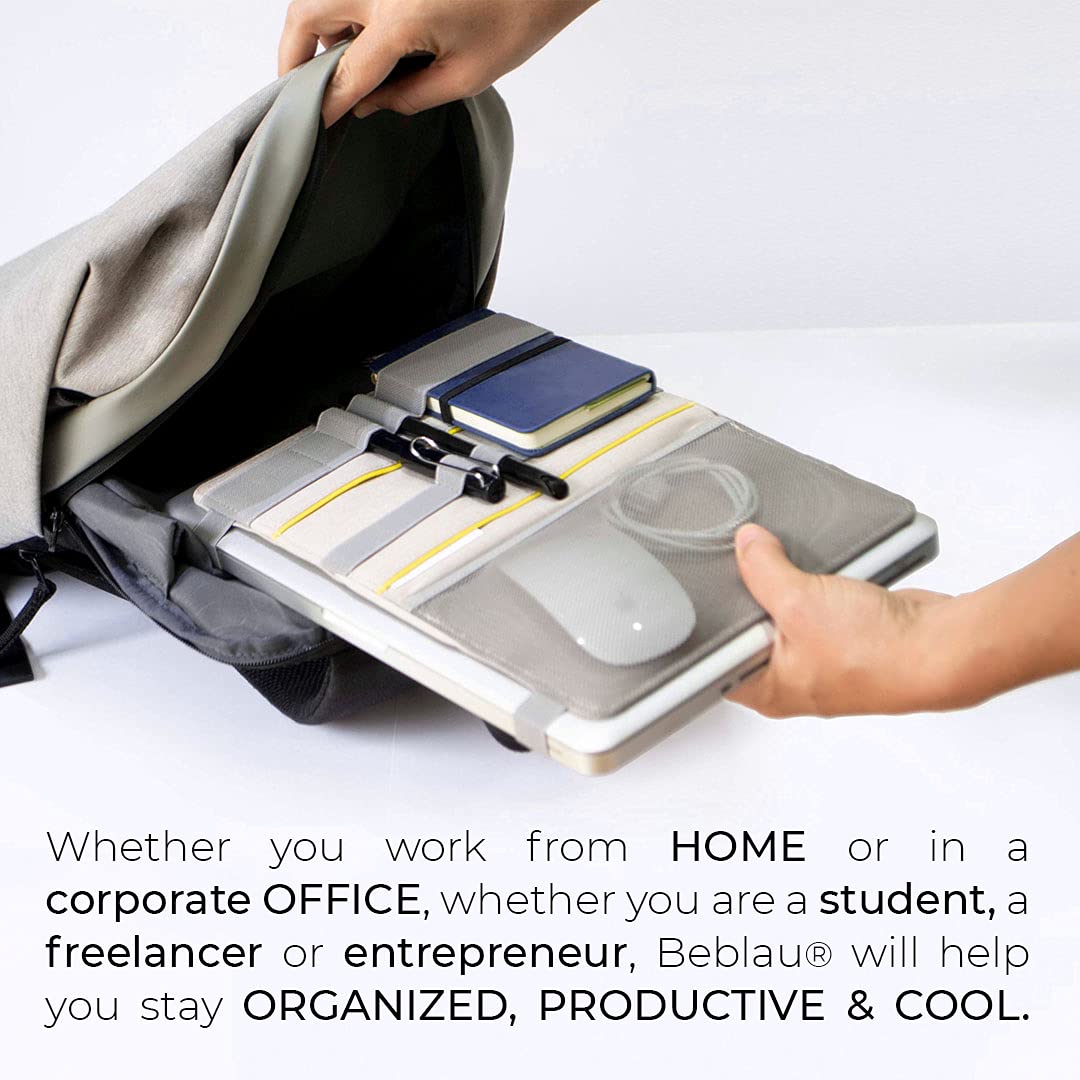Beblau FOLD Portable Electronics Organizer attachable to your Devices | Desk Organizer Office, Home & School | Working from Home Essentials | Laptop accessories Backpack Insert | CHRISTMAS GIFTS