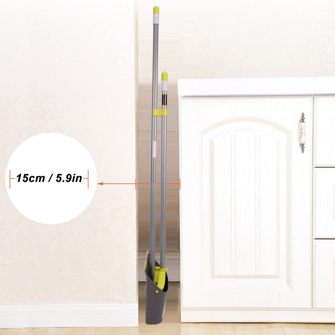 TreeLen Broom and Dustpan Set, Broom with Dust Pan with Long Handle Combo Set for Office and Home Standing Upright Sweep Use with Lobby Broom