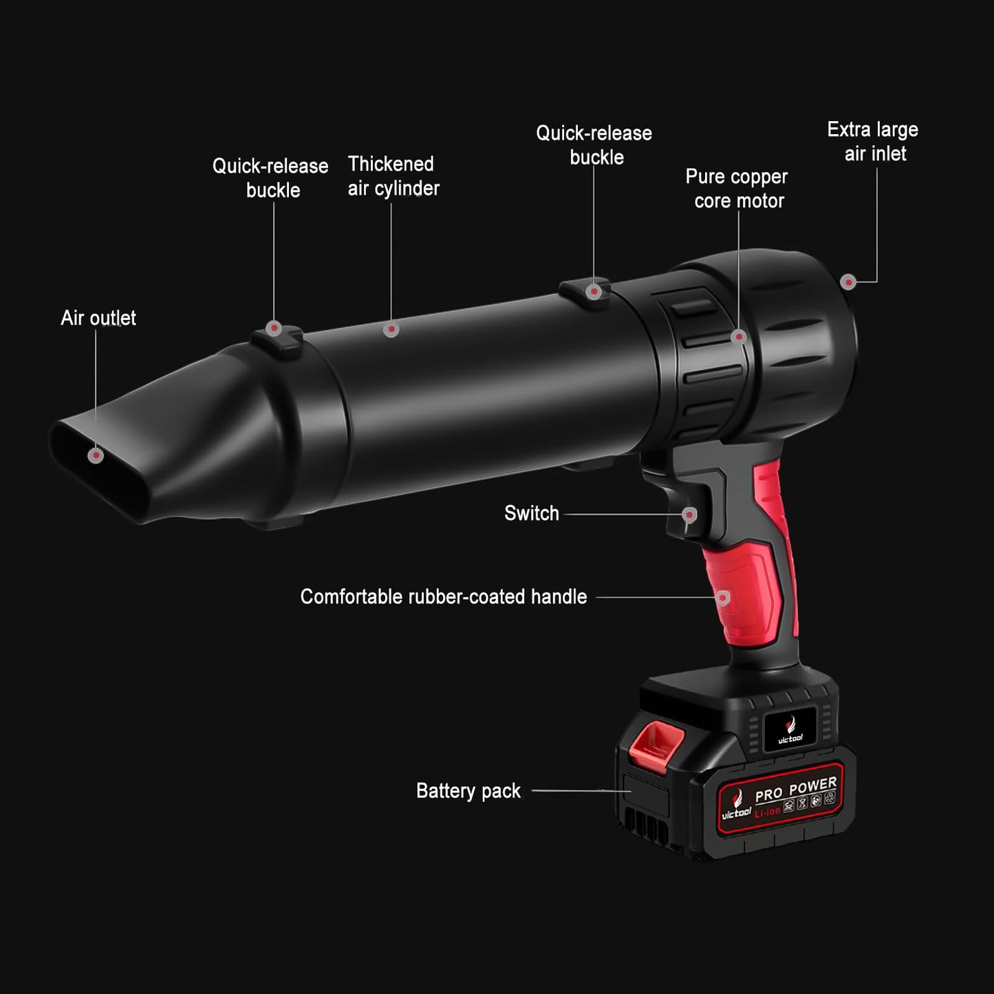 Oubit Compressed Air Duster, 350000RPM Portable Violent Jet Dry Blower, Speedless Cordless Turbo Turbo Fan, Electric Air Duster with Brushed Motor 10-Cell 1300mAh Battery for Car and Home