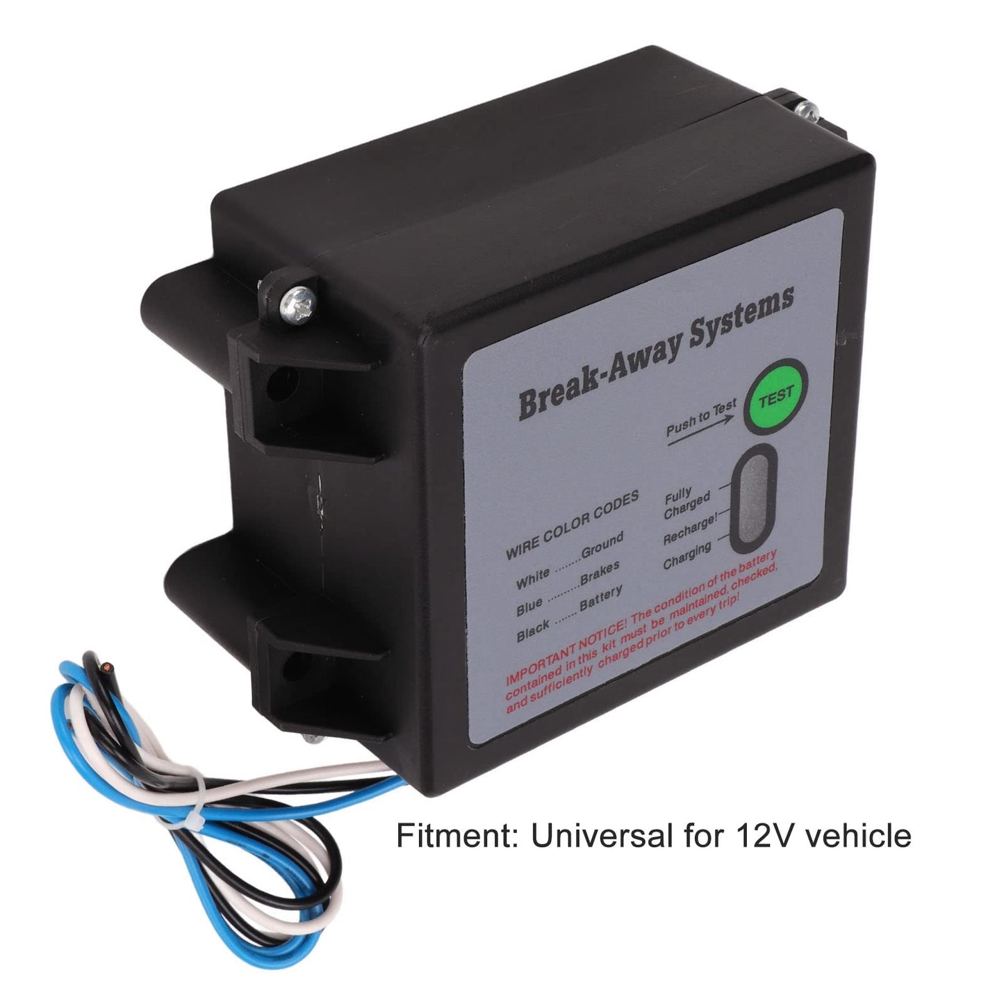 Trailer Break Away Kit, Trailer Brakes Breakaway Kit 12V LED Test Break Away System Universal for Vehicle