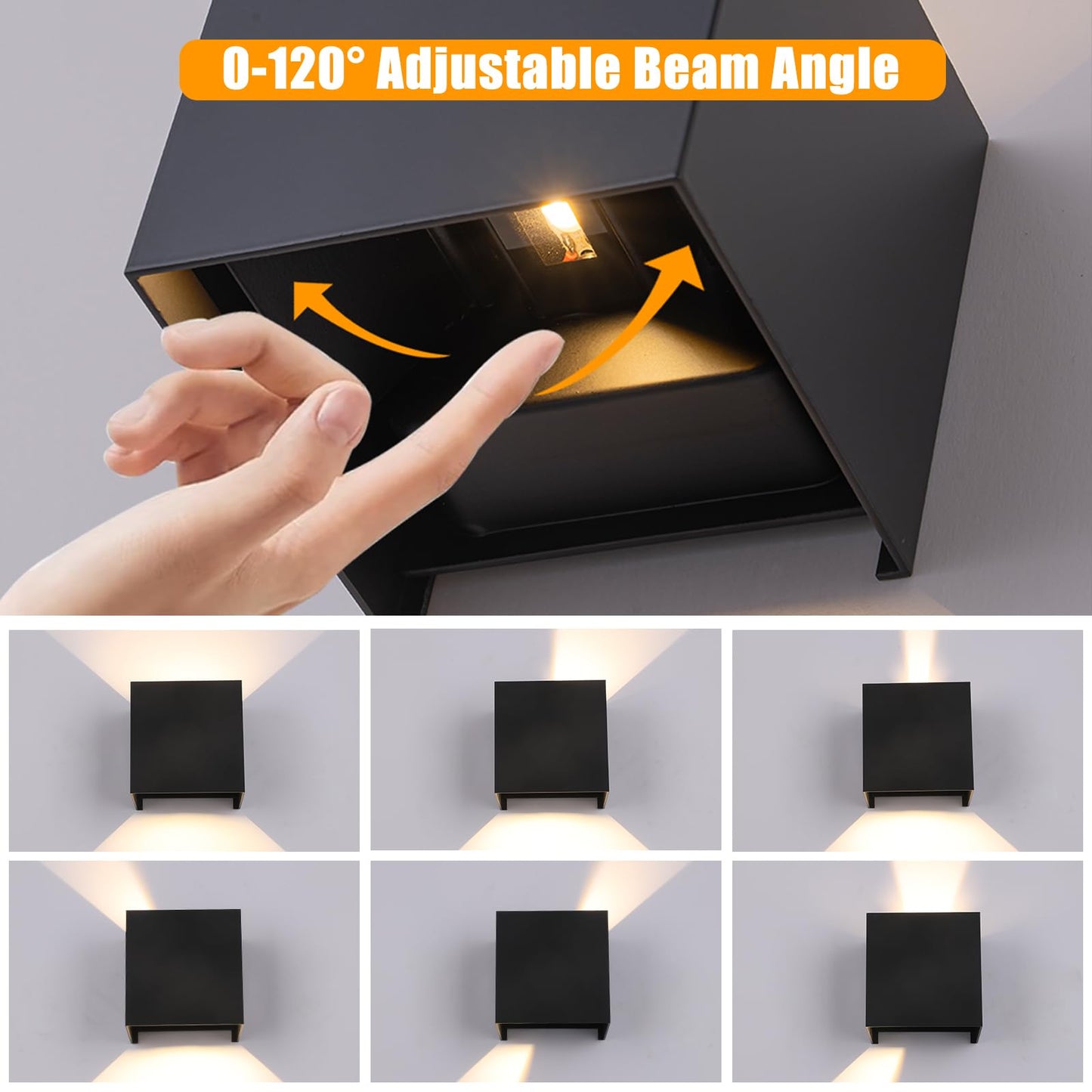 4 Pack Outdoor Wall Sconces Exterior/Interior LED Wall Lights,Square Modern Wall Sconce Fixture Set, Up and Down Lights IP65 Outdoor Waterproof Lights, 12W Warm Light 3000K Wall Light.