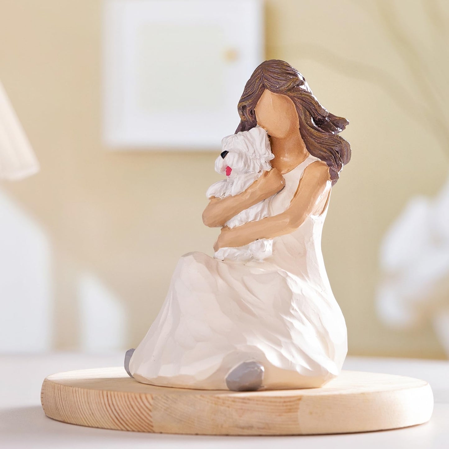 BUTILIVEEN Woman with Dog Figurines, Resin Angel Dog Figurine for Dog Lovers, Sympathy Dog Memorial, Pet Loss Gifts, Westie Gifts for Women, Friends