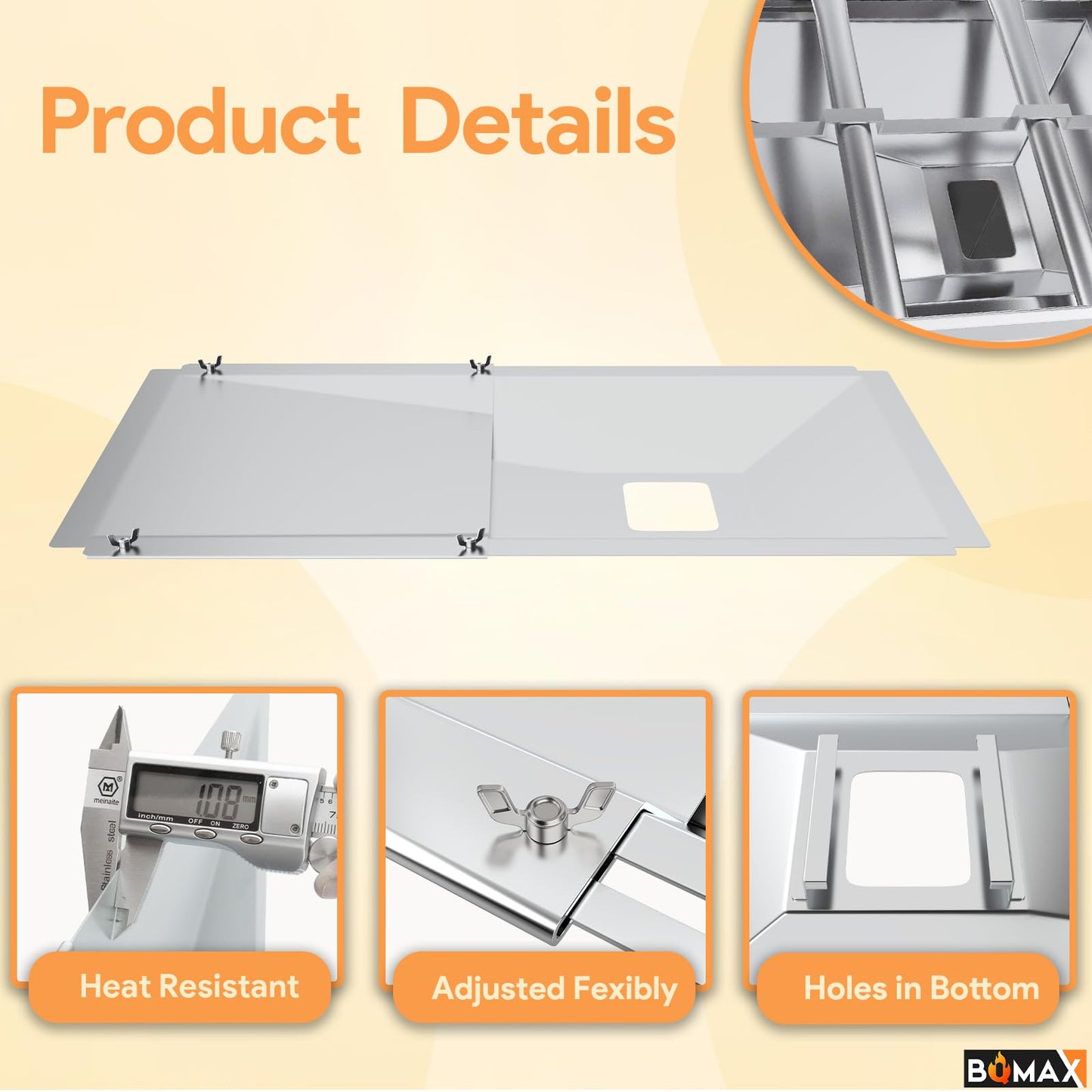 Universal Grease Tray with Catch for Nexgrill BBQ Grill 720-0830H, Adjustable Drip Pan for Nexgrill, Kenmore, Expect Grill BBQ Replacement Parts, BBQ Grease Tray for 3/4/5 Burner BBQ Gas Grill