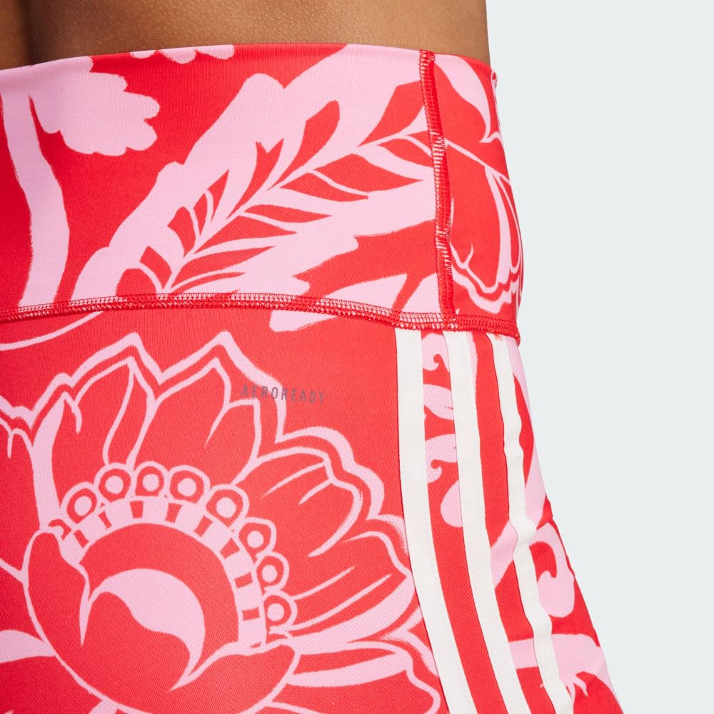 adidas Women's x Farm Rio 7/8 Leggings, Vivid Red/Bliss Pink, Medium