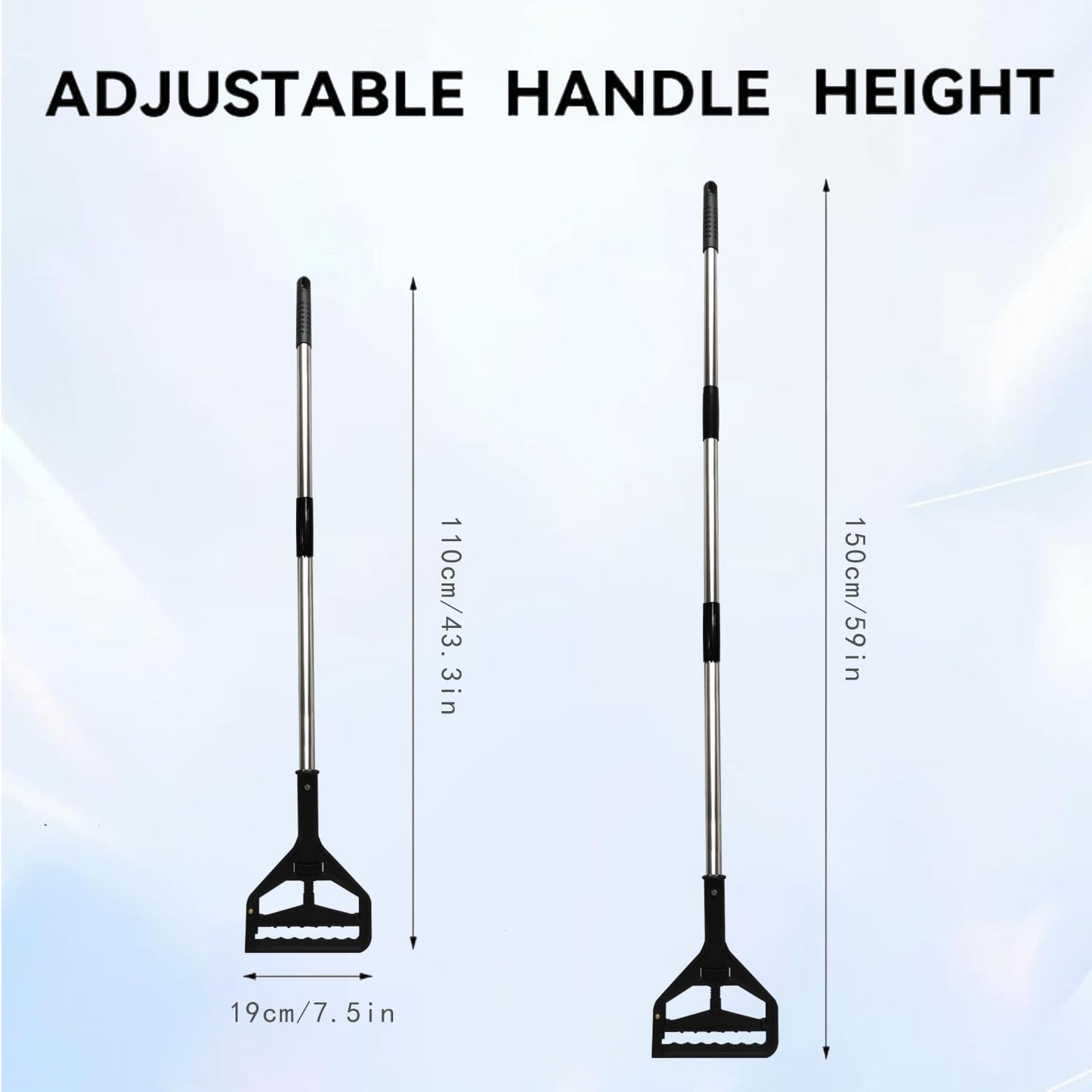 59" Adjustable Heavy Duty Commercial Industrial Mop Handle - 2 Pieces, Universal Replacement Holder