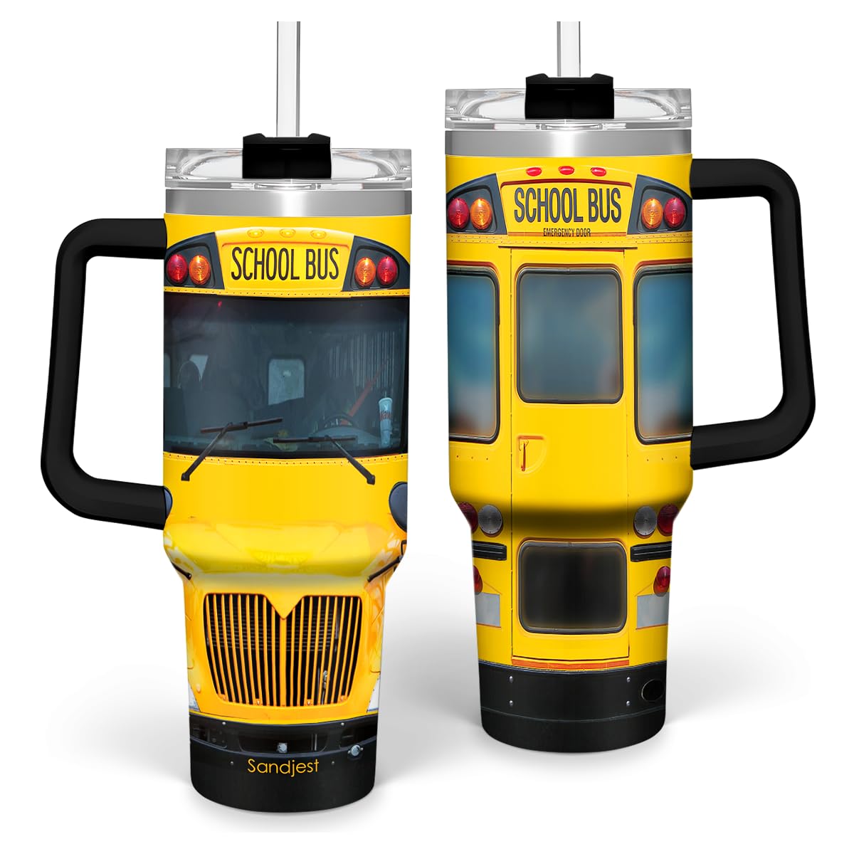 School Bus Driver Gift, 40oz Stainless Steel Insulated Coffee Tumbler with Lid & Straw, Travel Mug Appreciation Gift for Men Women Christmas Birthday Back to School