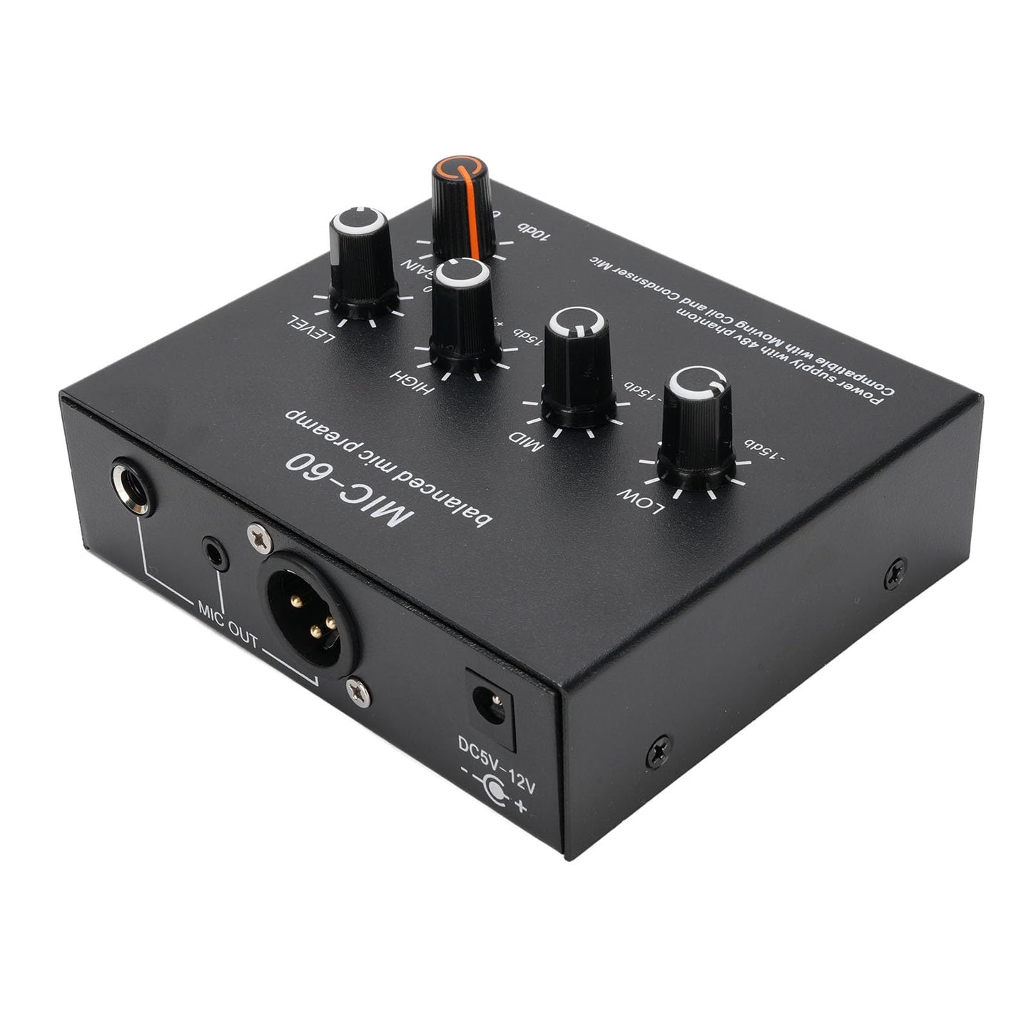 Glomora Microphone Preamp Mic Gain Booster 48V Power Supply Mic Pre Amp for Dynamic Condenser XLR 3.5mm 6.35mm Inputs Outputs (With XLR Cable)
