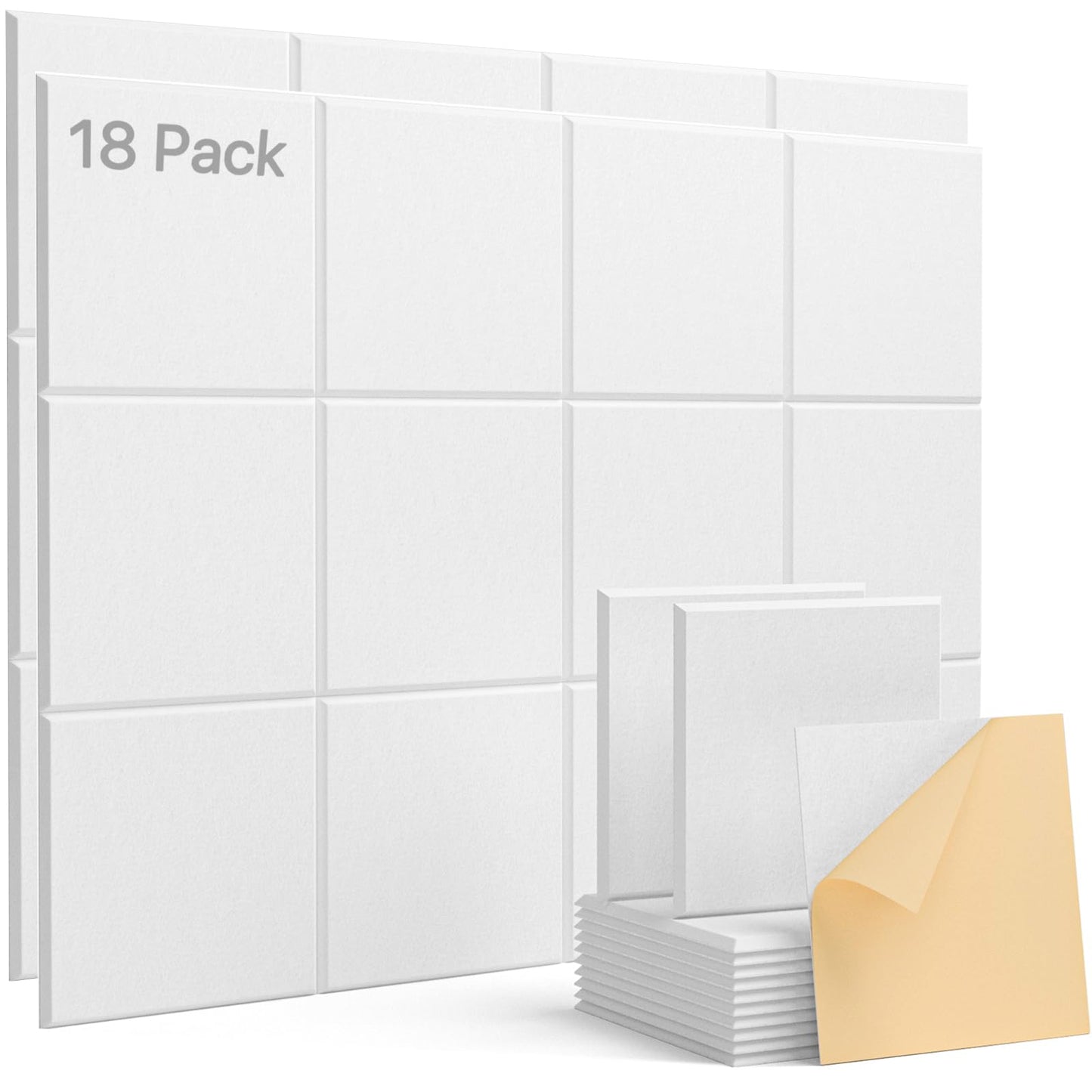 Soundproof Wall Panels Self-adhesive Acoustic Panels 18 Pack Wall Panels Sound Absorbing Panel High Density Sound Dampening Panels for Wall Decoration and Acoustic Treatment 12"×12"×0.4"