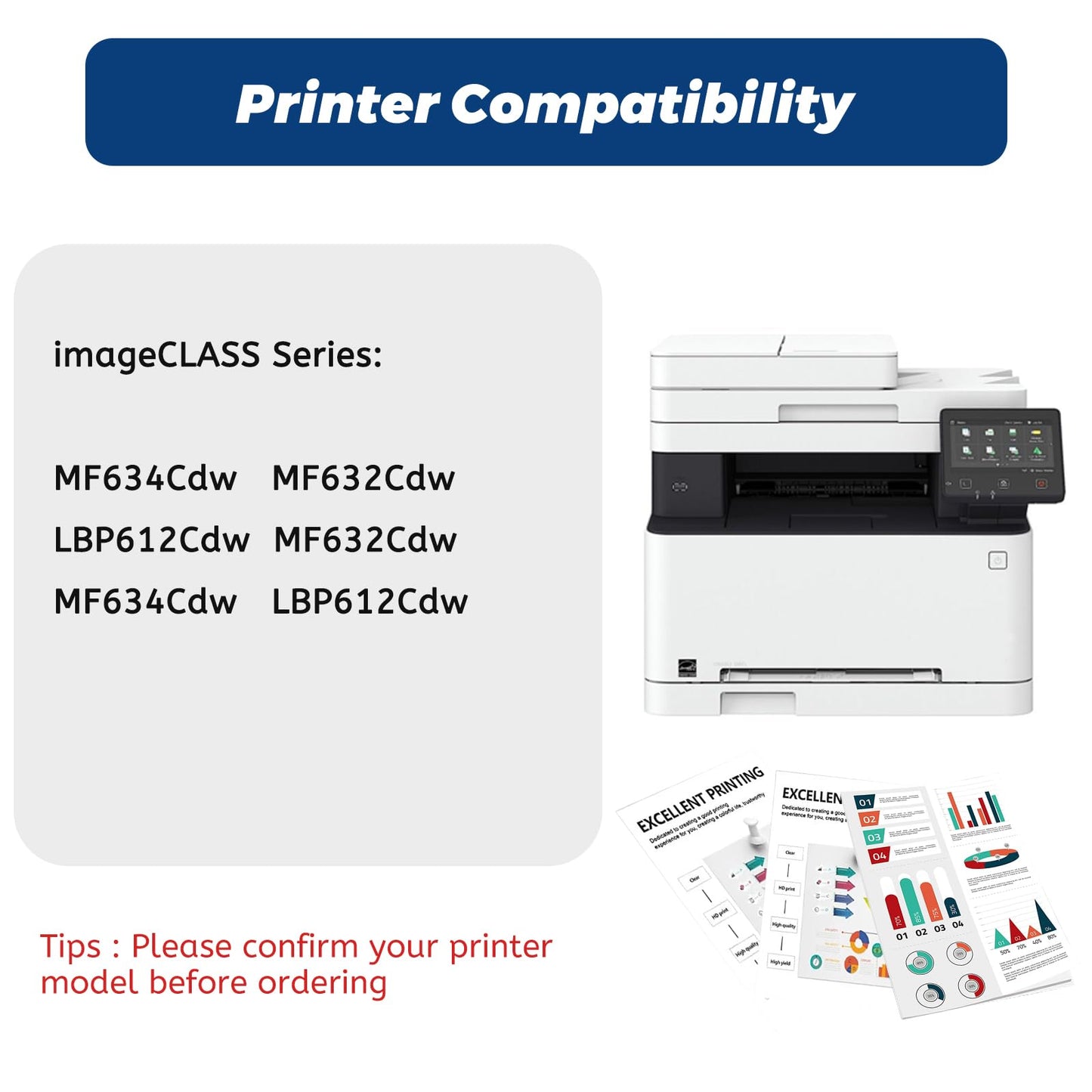 045 Toner Cartridge Set 4 Pack,Compatible Replacement for Canon 045H CRG-045 for Color imageCLASS MF634Cdw MF632Cdw LBP612Cdw LBP612C LBP612 MF632 MF632C 634C MF634 Printer-Black,Cyan,Magenta,Yellow