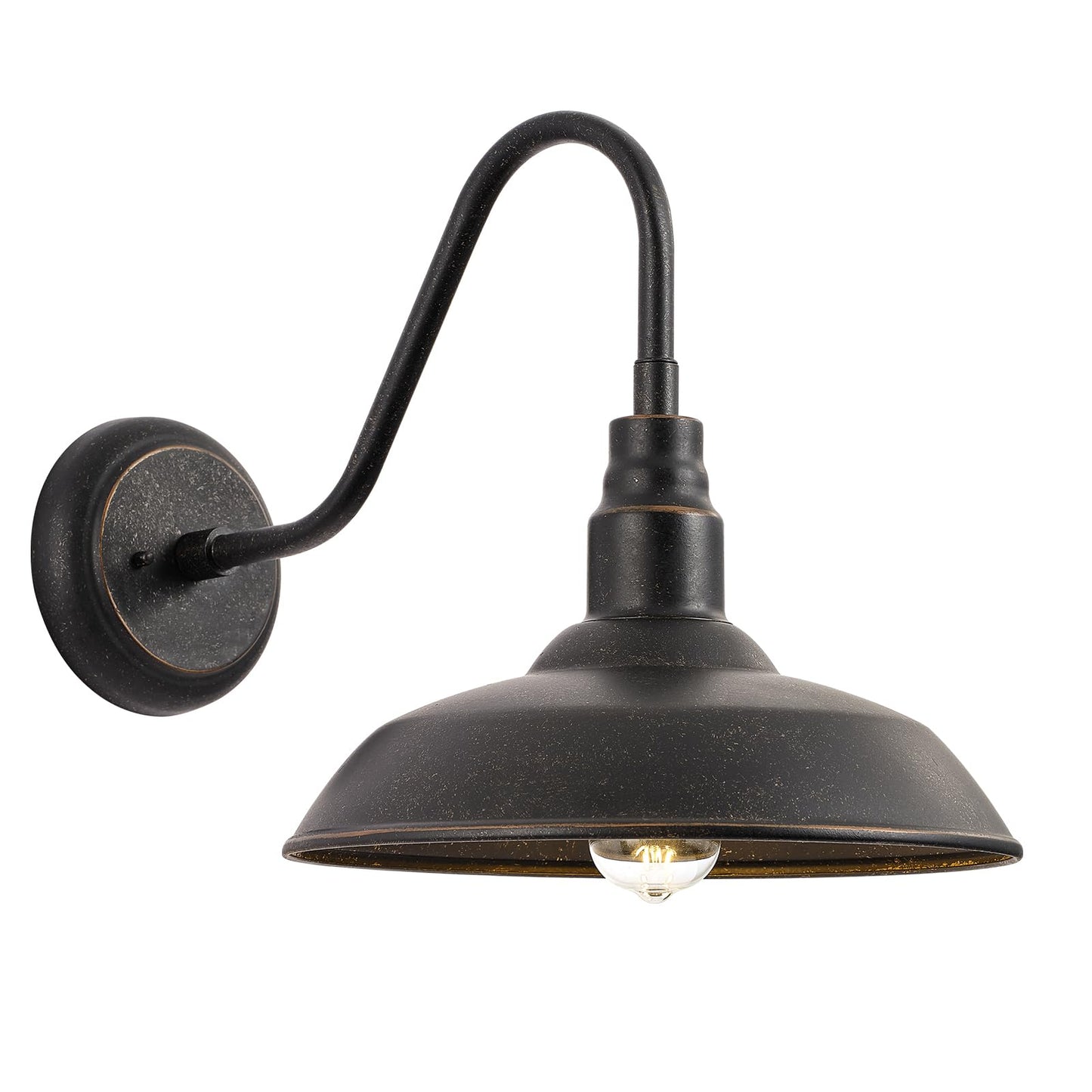 GOALPLUS Gooseneck Outdoor Light Fixture, 10" Dome Exterior Farmhouse Lights for Barn, Bronze Porch Lighting, Gooseneck Wall Sconce for Patio Garage House