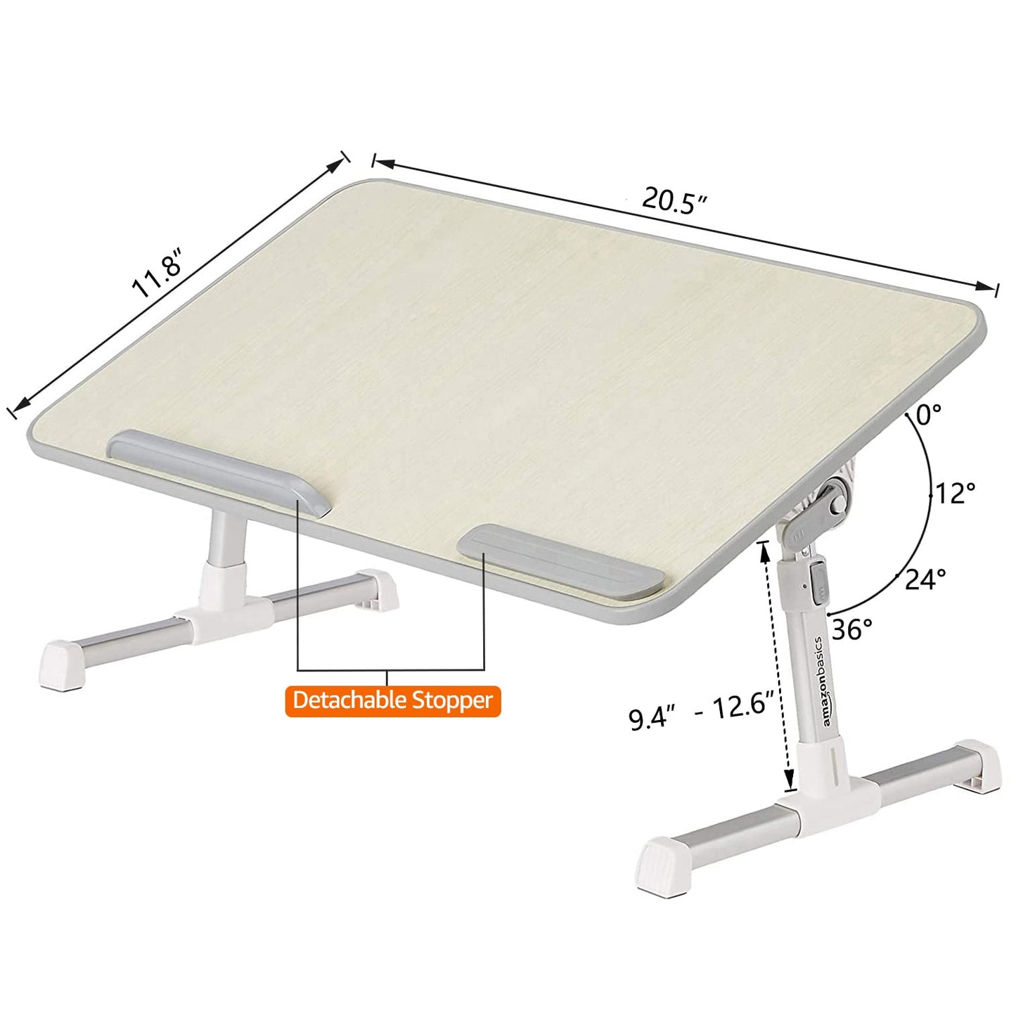Amazon Basics Adjustable Tray Table Lap Desk Fits up to 43.18 cms Laptop, Medium, 30.48 x 50.8 cms, Cream