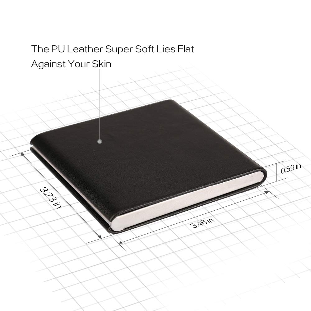 Portable Slim Leather Cigarette Case Ultrathin Lightweight Pocket Carrying Box for Hold 10 Regular Size (Black)