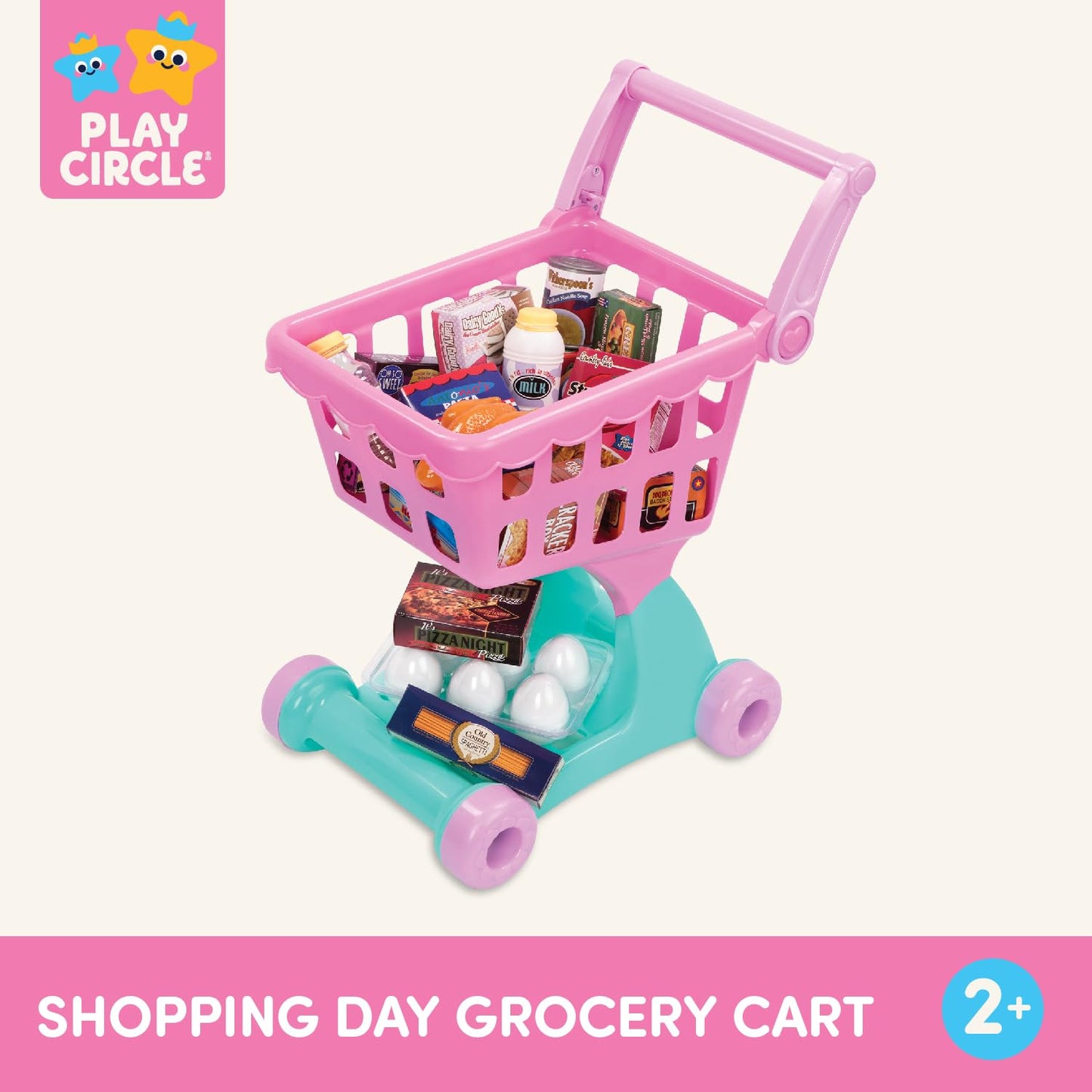 Battat – Play Circle – Shopping Cart – Toy Food – Play Kitchen For Toddlers – Pretend Play – Shopping Day Grocery Cart – 2+ Years