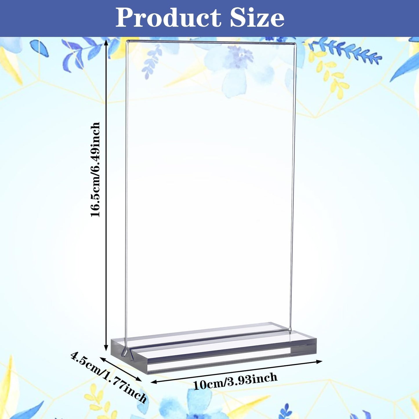 PIAOPIAONIU 20 Pack 4x6 Acrylic Sign Holder Double Sided Clear Display Stand Vertical T Shape Flyer Menu Brochure Table Holders for Restaurant Wedding School Office Hotel Party