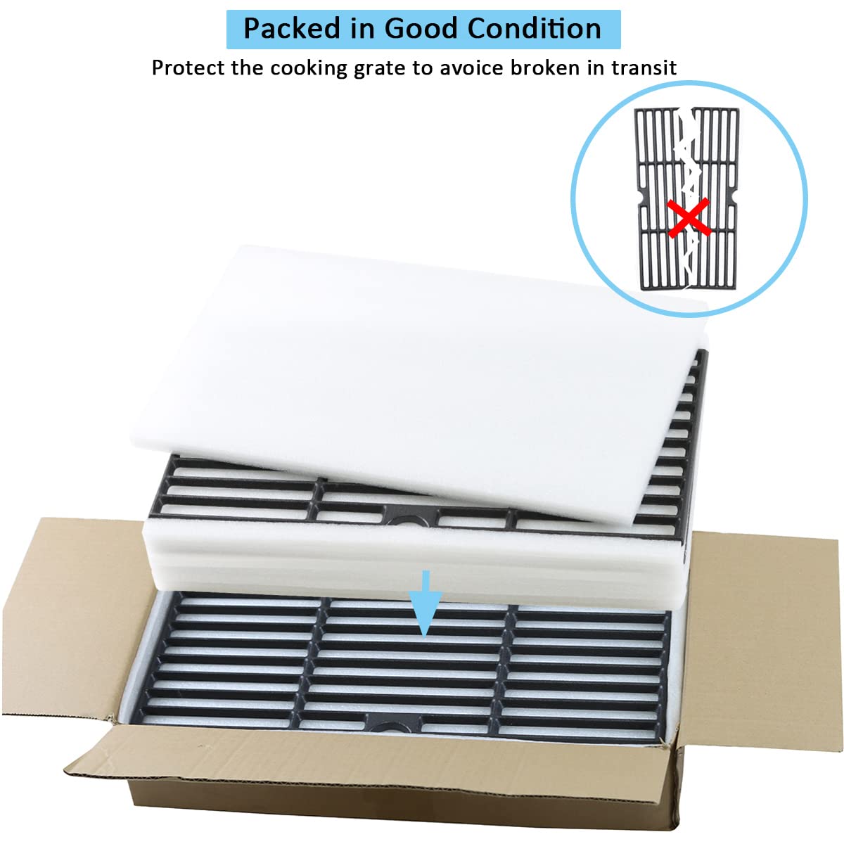 17 Inch Grill Grate for Nexgrill 4 Burner 720-0830H 720-0670A 720-0783E 720-0958A 5 Burner 720-0888N, Cast Iron Cooking Grids for Kenmore 415.16106210 Expert Grill 720-0789H 720-0789C Replacement Part