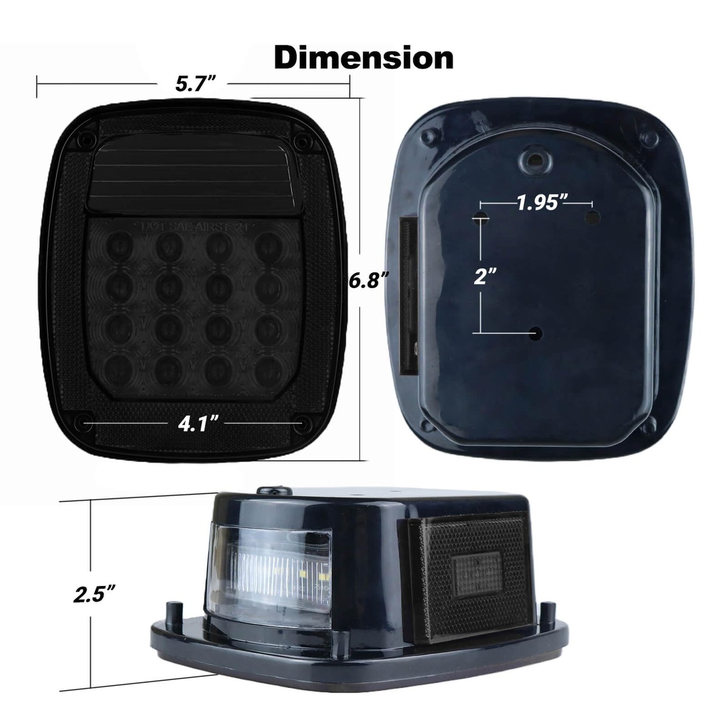 Smoked Square Rear Combination Tail Lights Lamps Assembly Replacement for 1979-2006 Wrangler TJ YJ CJ5 CJ7 with Passenger and Driver Side Marker Stop Turn Signal Brake Lights DOT Certified, 2Pcs