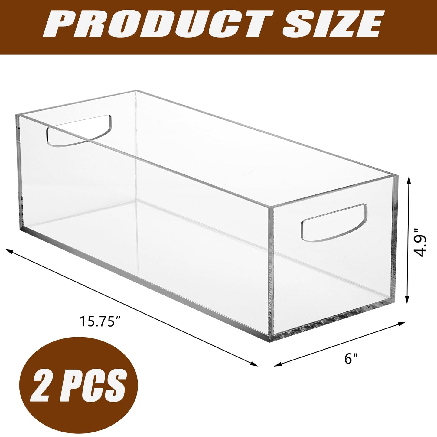 Frcctre 2 Pack Acrylic DVD/CD Storage Box, Clear DVD Holder Case with Handles Holds 27 pcs, Stackable Storage Container Shelf Organizer Bin for CDs, Video Games, Blu-ray, Books, Home, Office