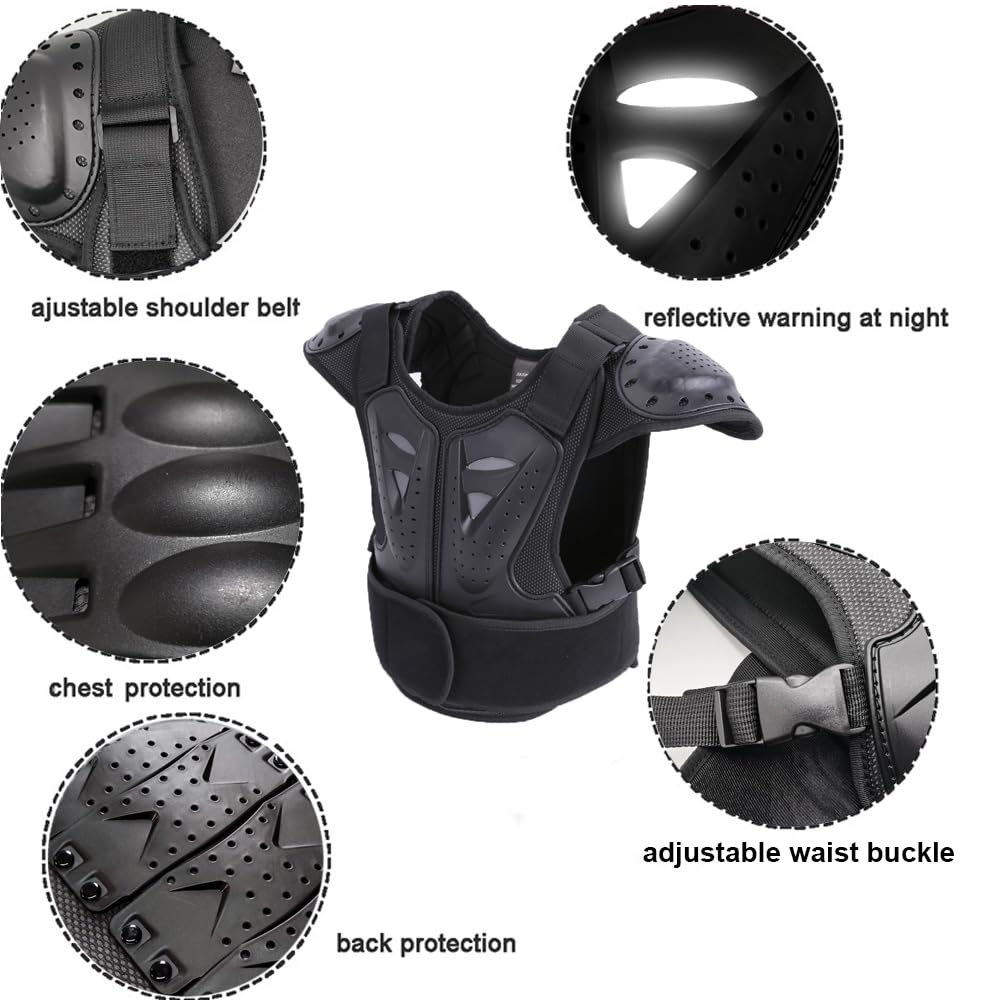 Aikelai Kids Chest Armor Back Spine Chest Body Protector Motorcycle Motocross Protection Gear Guard Dirt Bike Riding Racing Vest for Child (L)