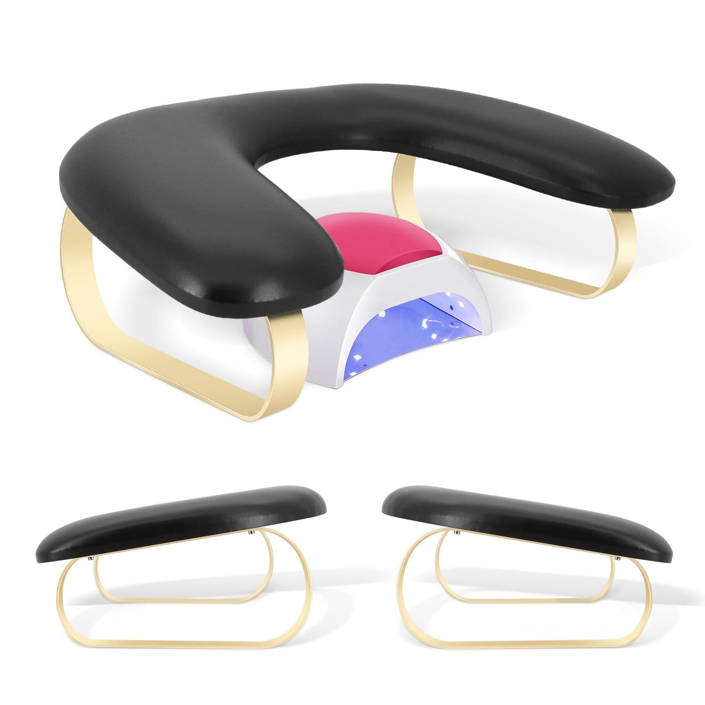 Arm Rest for Nails Tech,Comfortable Leather U Shaped Manicure Hand Rest Pillow Cushion,Ergonomic Slope Nail Arm Rest Stand for Nails Salon,Detachable Bracket,Easy to Clean(Black）