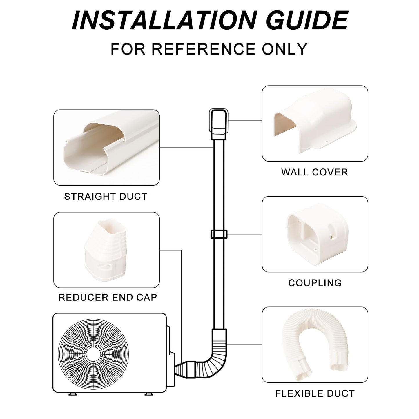 BEWAVE AC Line Cover Kit, Decorative PVC Tubing Cover Kit for Mini Split Air Conditioners and Heat Pumps, 3" 10 Ft