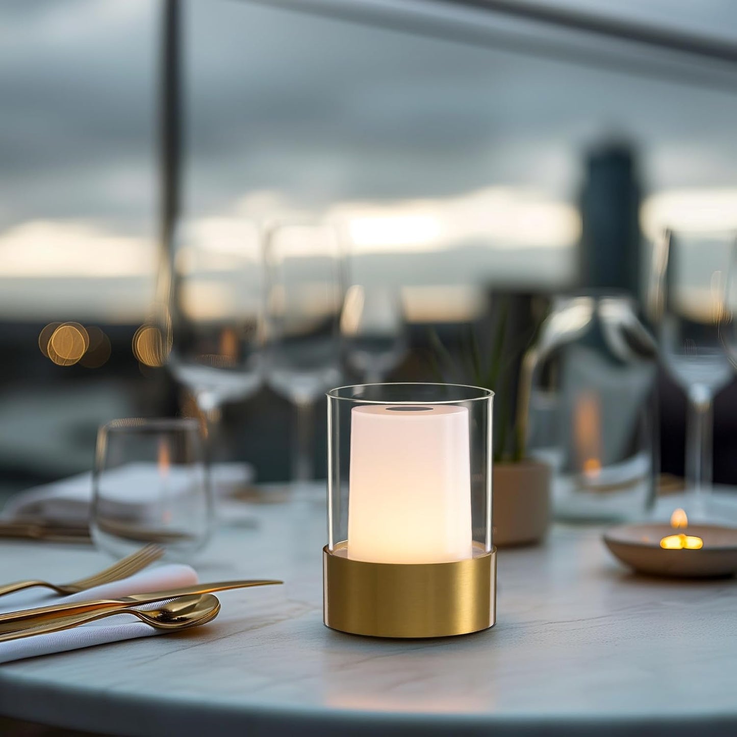 PUSU 4" Rechargeable Cordless Table Lamp | 2 Pack, Bronze - Battery Operated | Touch Control | Adjustable Brightness | LED | Portable | Outdoor & Indoor | Living Room | Bedside | Camping | Bar | Party