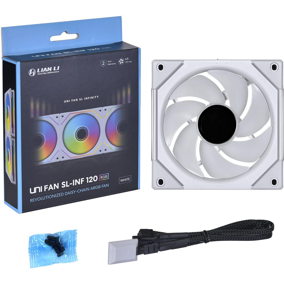 LIAN LI UNI FAN SL-INF 120 RGB Infinity Mirror ARGB Fan 120mm White 1-Pack - 12cm x 13.31cm x 3.345in - Case Fan - Desktop Compatible