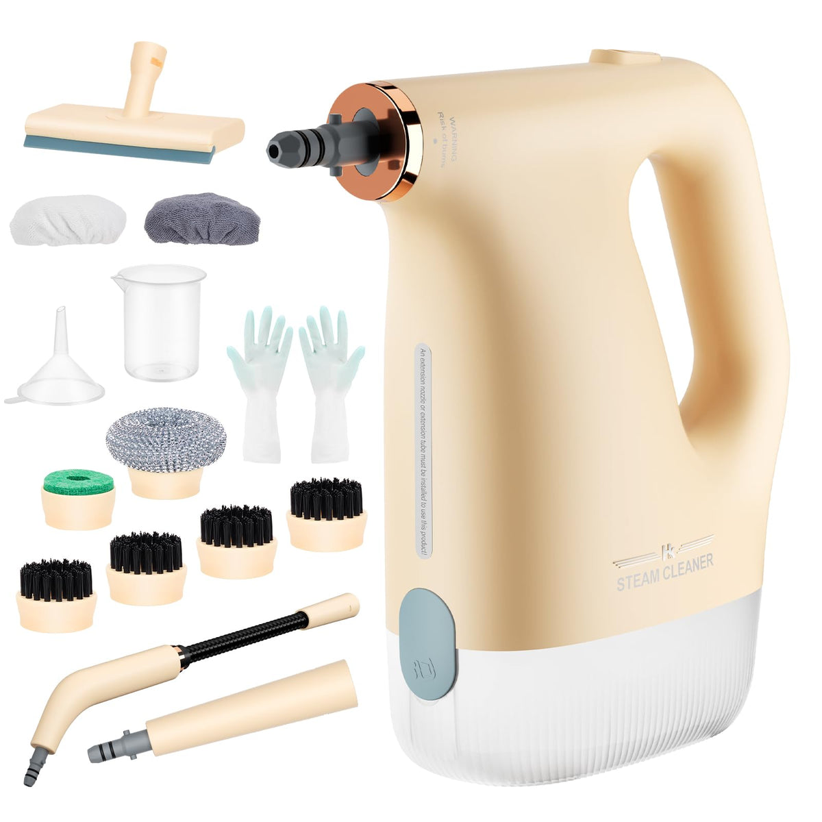 HK Newly Upgraded Handheld Steam Cleaner, 1200W 20s Fast Heating Steam Cleaner with 450ml Visualization Tank, 16-Piece Accessories, for Kitchen, Bathroom, Furniture, Tile, Floor, Car, Sofa, Window
