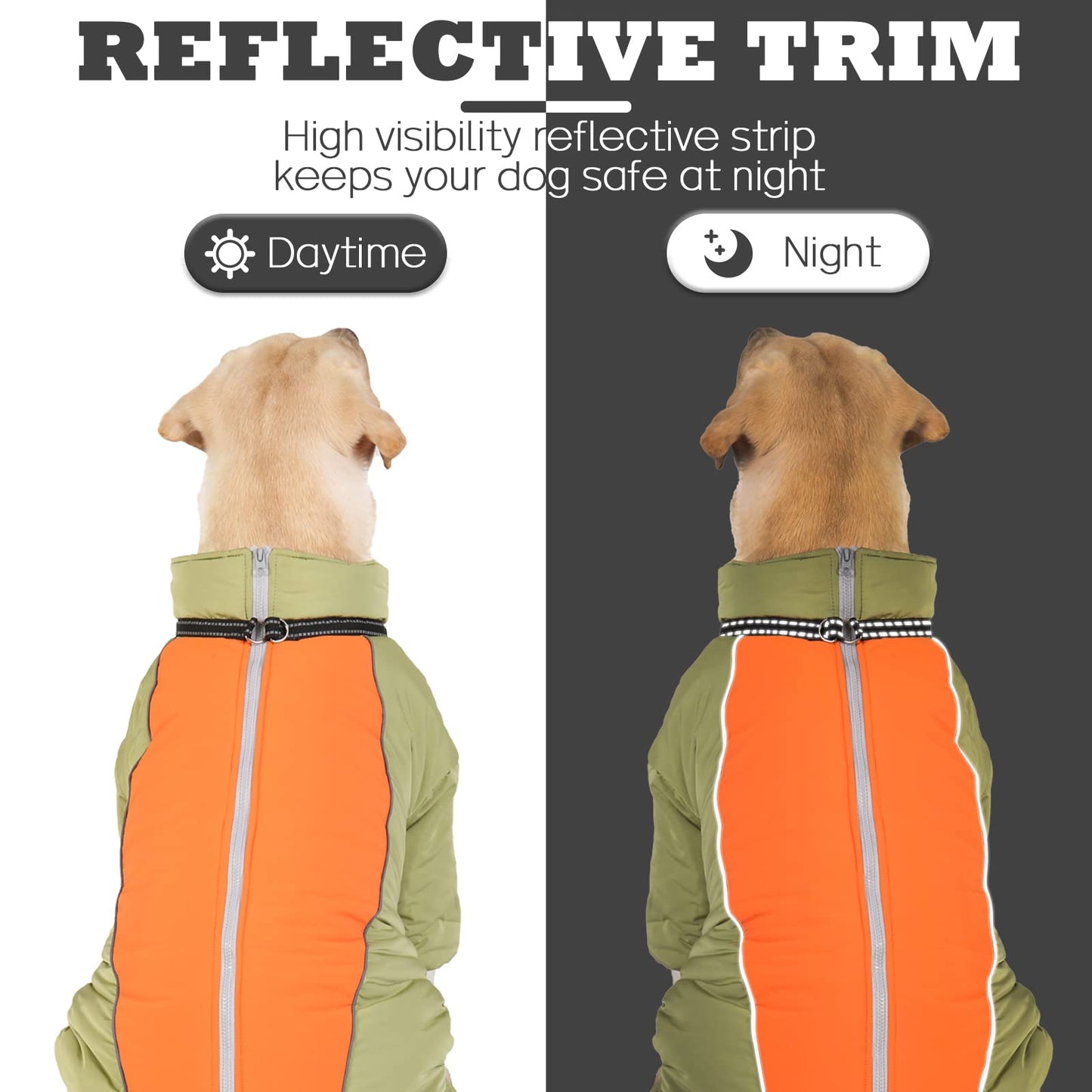 Dogs Thick Toasty Warm Coat, Zip Up Windproof Winter Snowsuit with Harness, Reflective Fleece Lined Dog Jacket for Medium Large Dogs, LightGreen,30