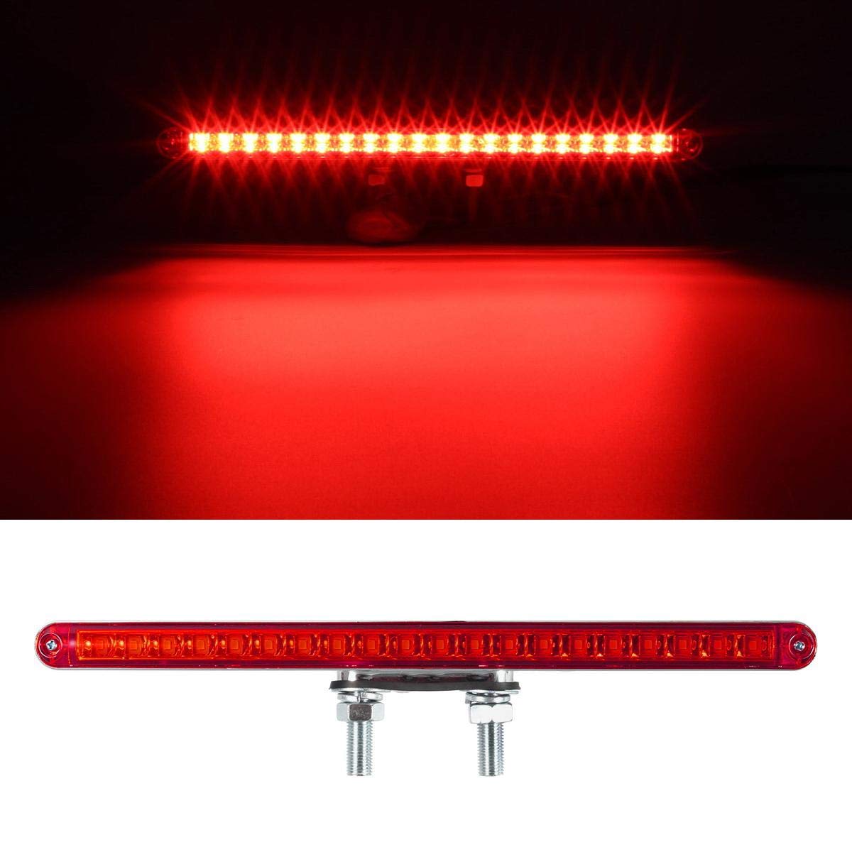 Partsam 2Pcs 12" Red/Amber LED Combo Double Face Truck Semi Trailer Light Bars 20LED Waterproof with Double Studs Sealed Truck Trailer Led Pedestal Turn Signal Stop Tail Marker Clearance Lights 12V