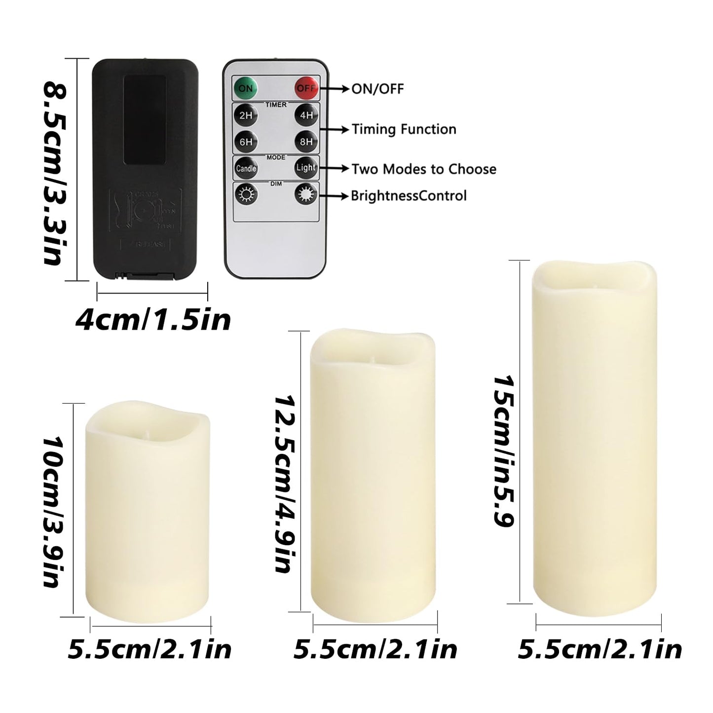36 Pack Flameless Waterproof Indoor Outdoor Led Candles Equipped with Remote Controls and Timer, Ideal for Home Decor,Weddings, Festive(Three Sizes)