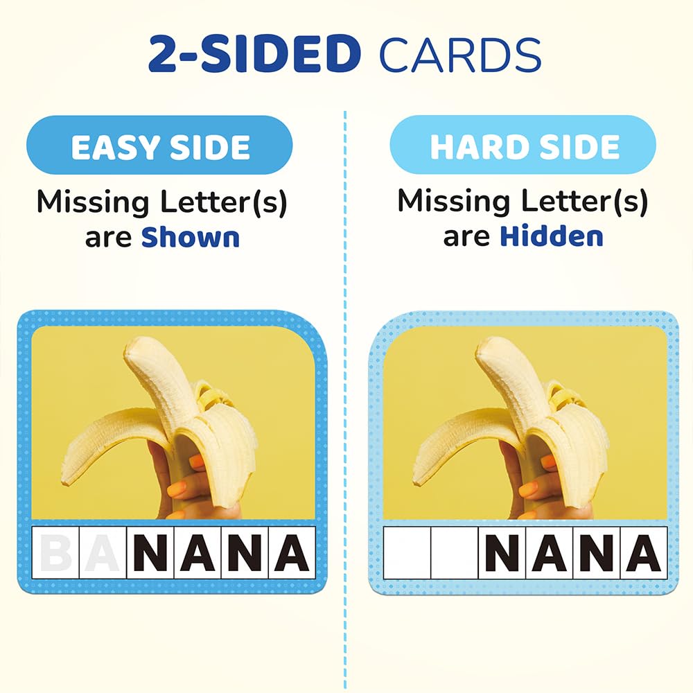 BenBen Spelling Games with 224 Flashcards, 2-4 Players, Learning Games for Kids Ages 4-8, Educational Autistic Toys for Kindergarten 1st 2nd 3rd Grade, Preschool Autism Classroom Must Haves