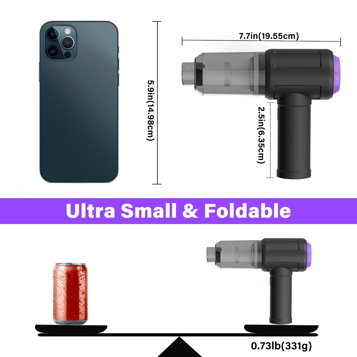 Meudeen 14500 Pa Computer Vacuum Cleaner Mini & 110000RPM Compressed Air Duster for Keyboard Cleaning Cordless Canned Air Powerful Energy Efficient