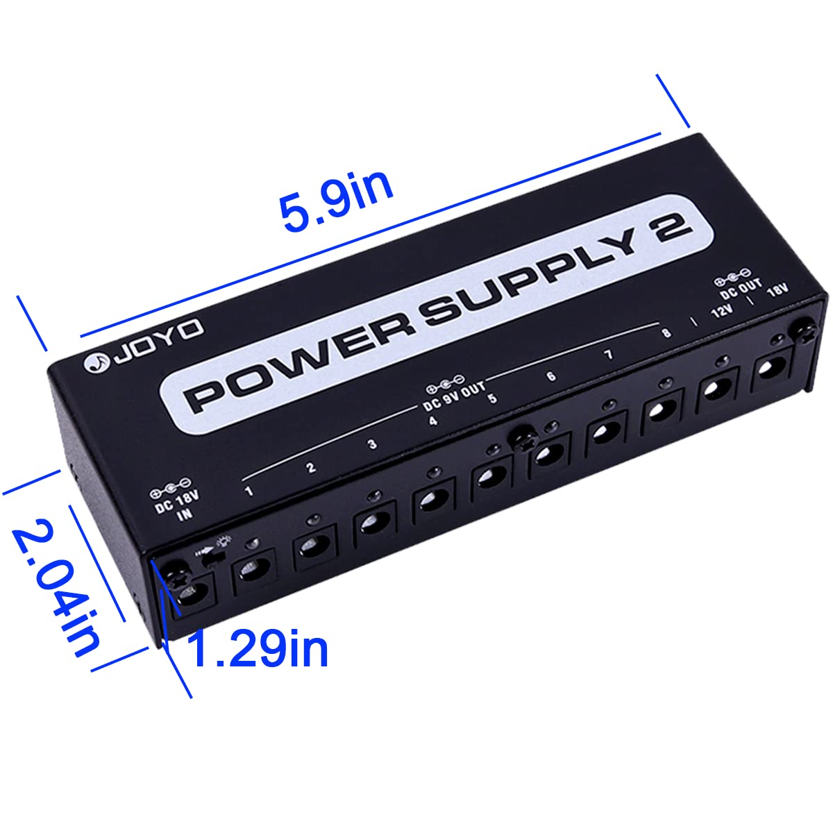 JOYO Guitar Pedal Power Supply Pedal Board Guitar Power Supply with DC 18V Pedal Power Adapter & 9V 100mA 500mA Isolated DC Output for 9V 12V 18V Effect Pedals JP-02