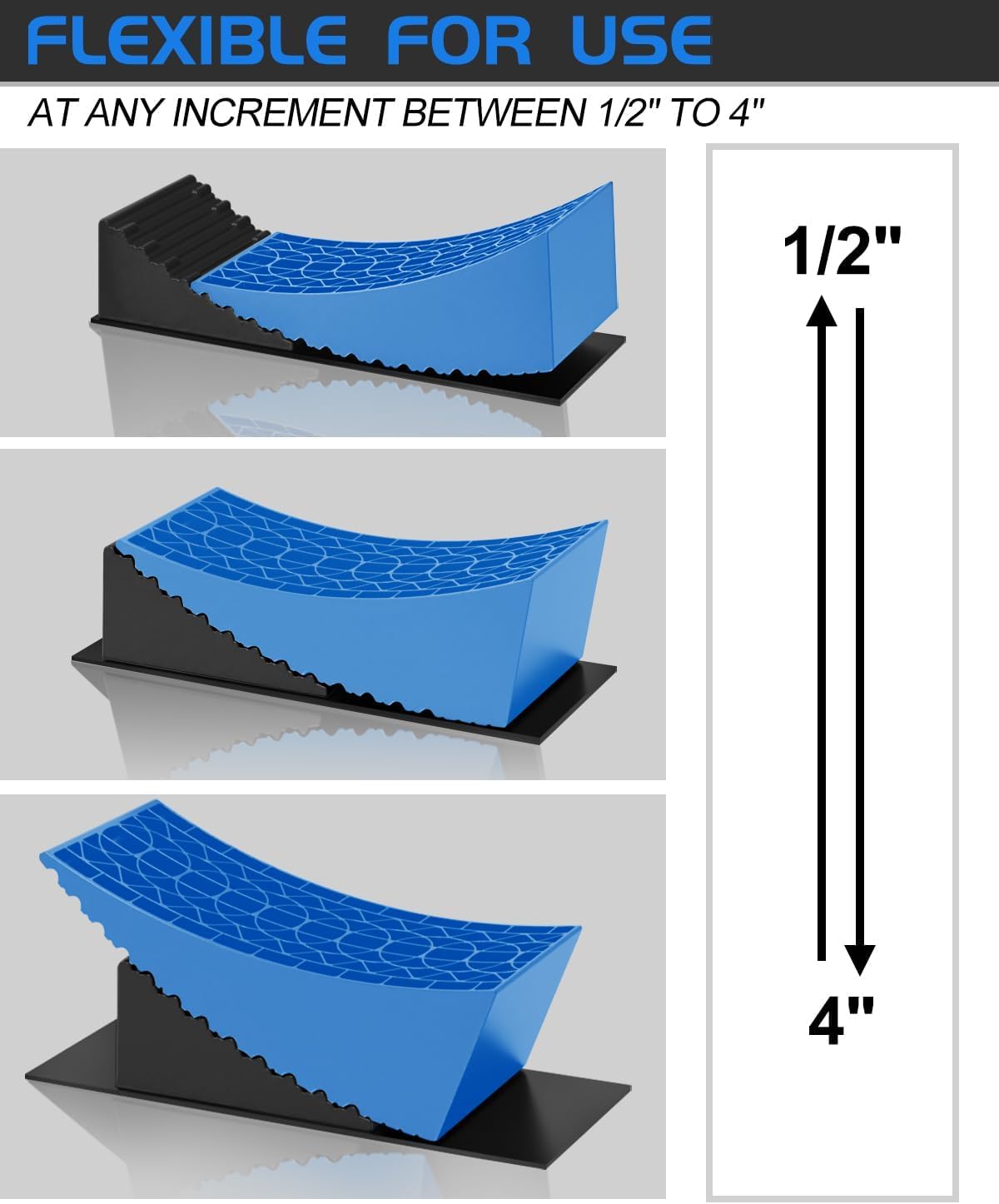 RV Leveling Blocks Ramp Kit, 2 Packs Camper Leveler System for Travel with Two Chocks, 2 Anti-Slip Mats, 1T Bubble Level and Carry Bag, Up to 35000 LBS, Easier & Faster to Level Camper-Blue