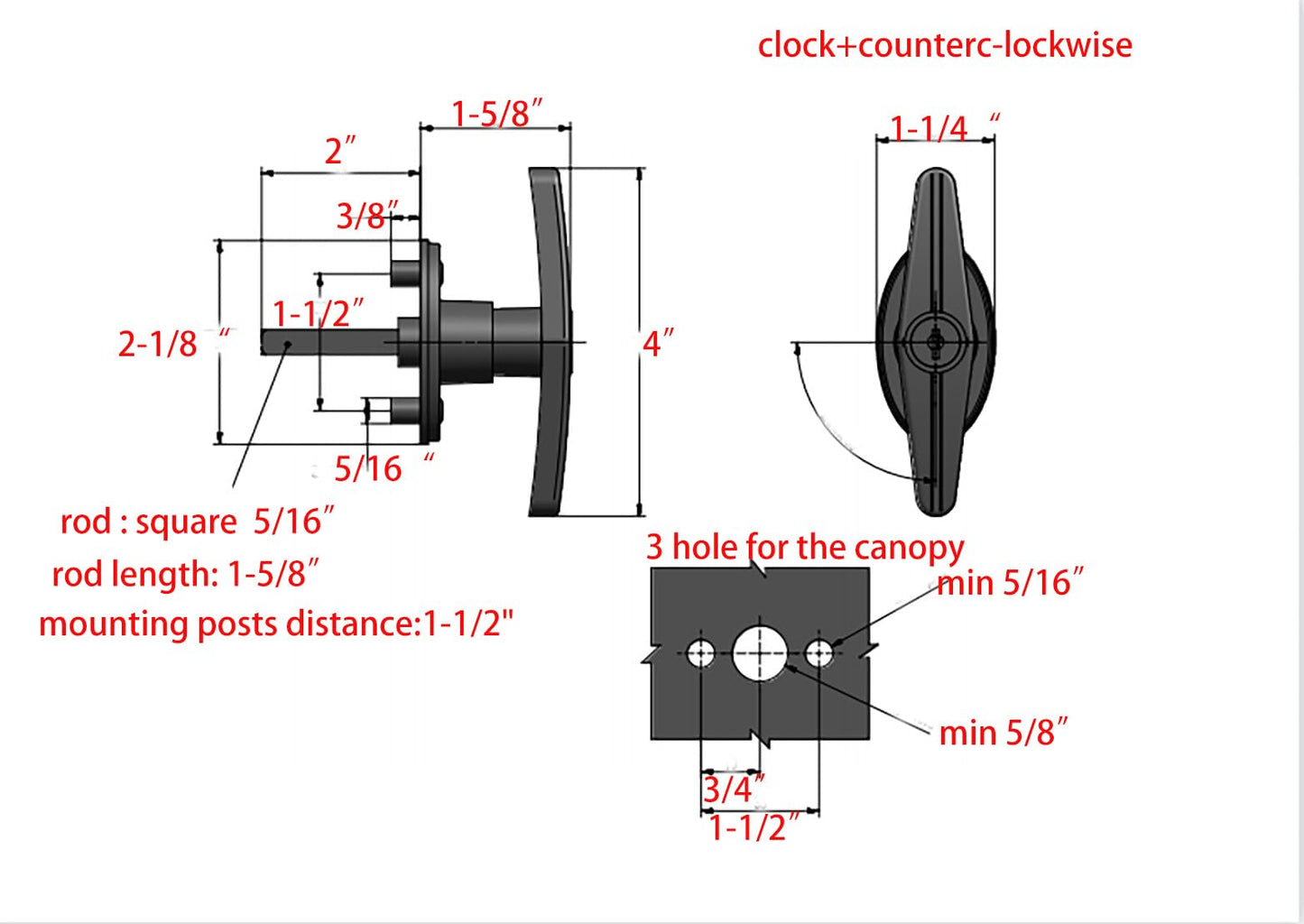 Wedelweib Matching T-Handles Lock Set Locking T-Handle Set for Truck Camper Shell with Dust Cover -2 Pack clockwise and Counter-clockwise with 4 Keys and Hardware（Key Alike）