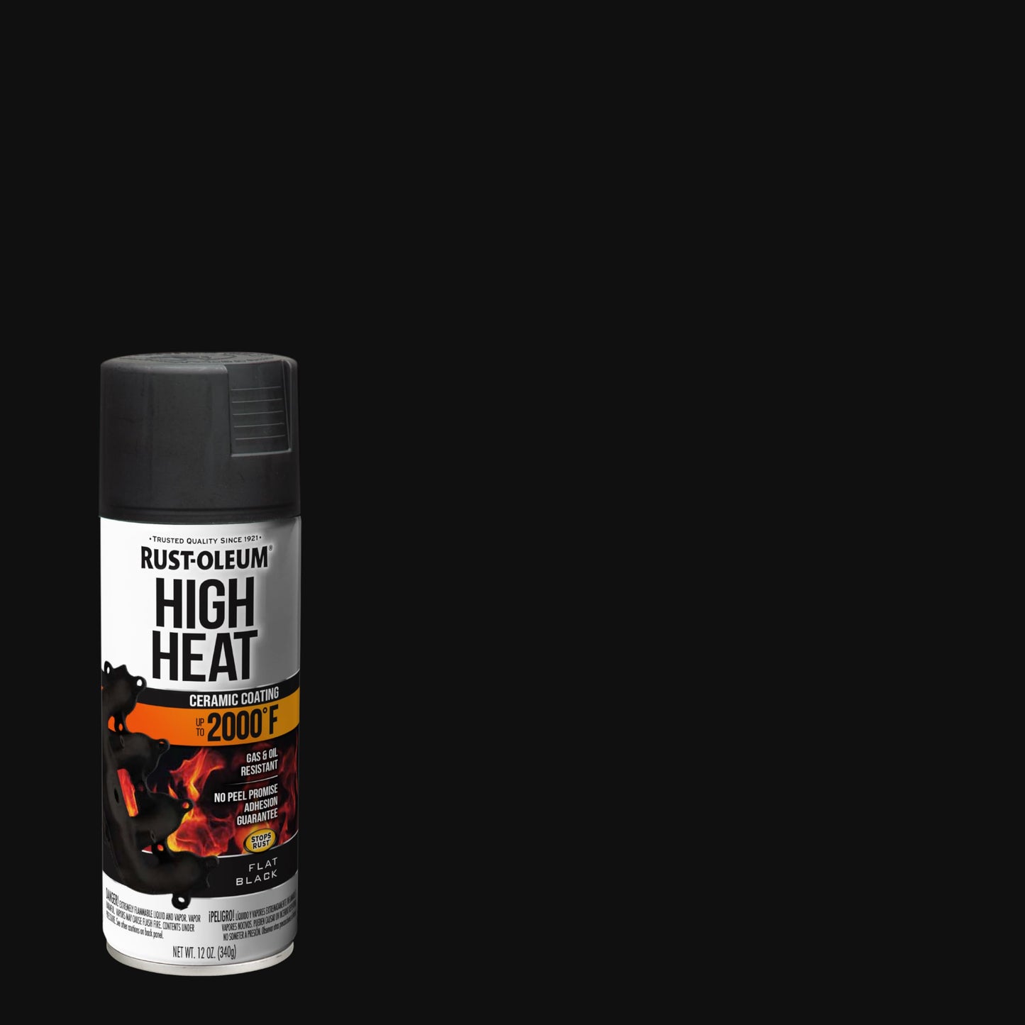 Rust-Oleum 248903 12-Ounce 2000 Degree, Flat Black Automotive High Heat Spray Paint, 12 Ounce (Pack of 1), 11 Fl Oz