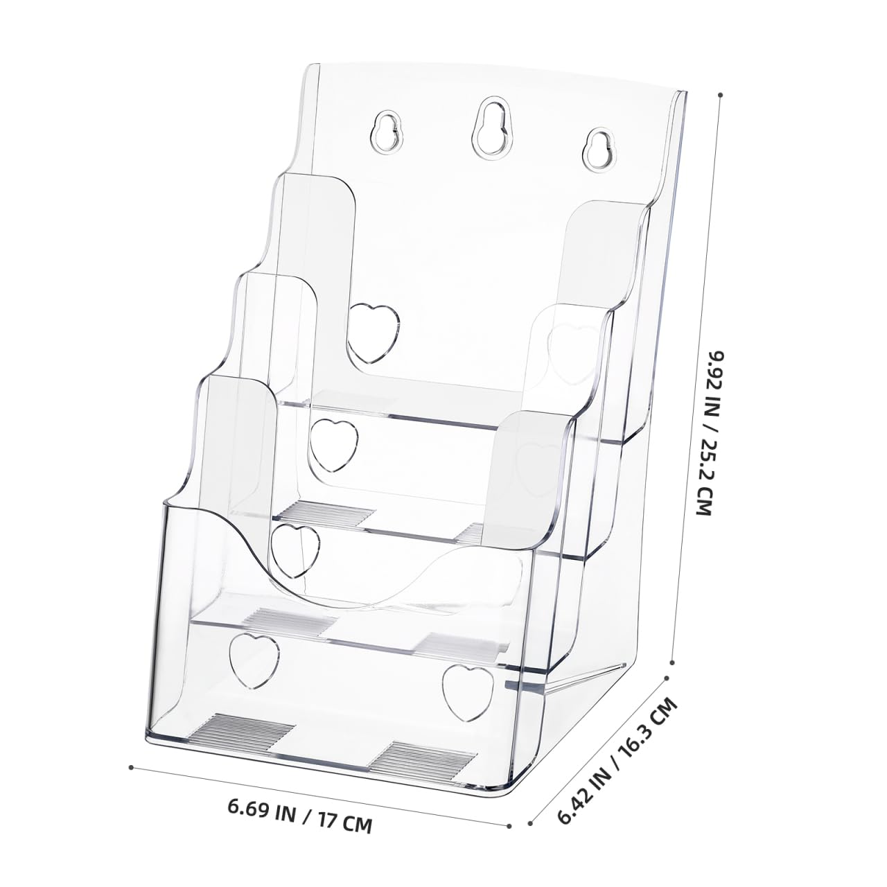 Tofficu Multi-Tier Literature Holder Clear Acrylic Brochure Display Stand 4-Slot File Organizer Desktop Rack for Office Home Counters 9.92X6.69X6.41 Inch