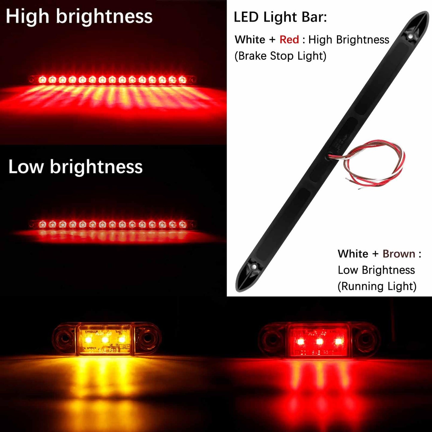 Cyfie LED Trailer Lights Kit, 12V Super Bright Trailer Lights with 25ft Wiring Harness, 6pcs Stop Brake Turn Marker Lights, Tail Light Bar, Fit Under 80" Truck Boat Submersible RV, IP68 Waterproof