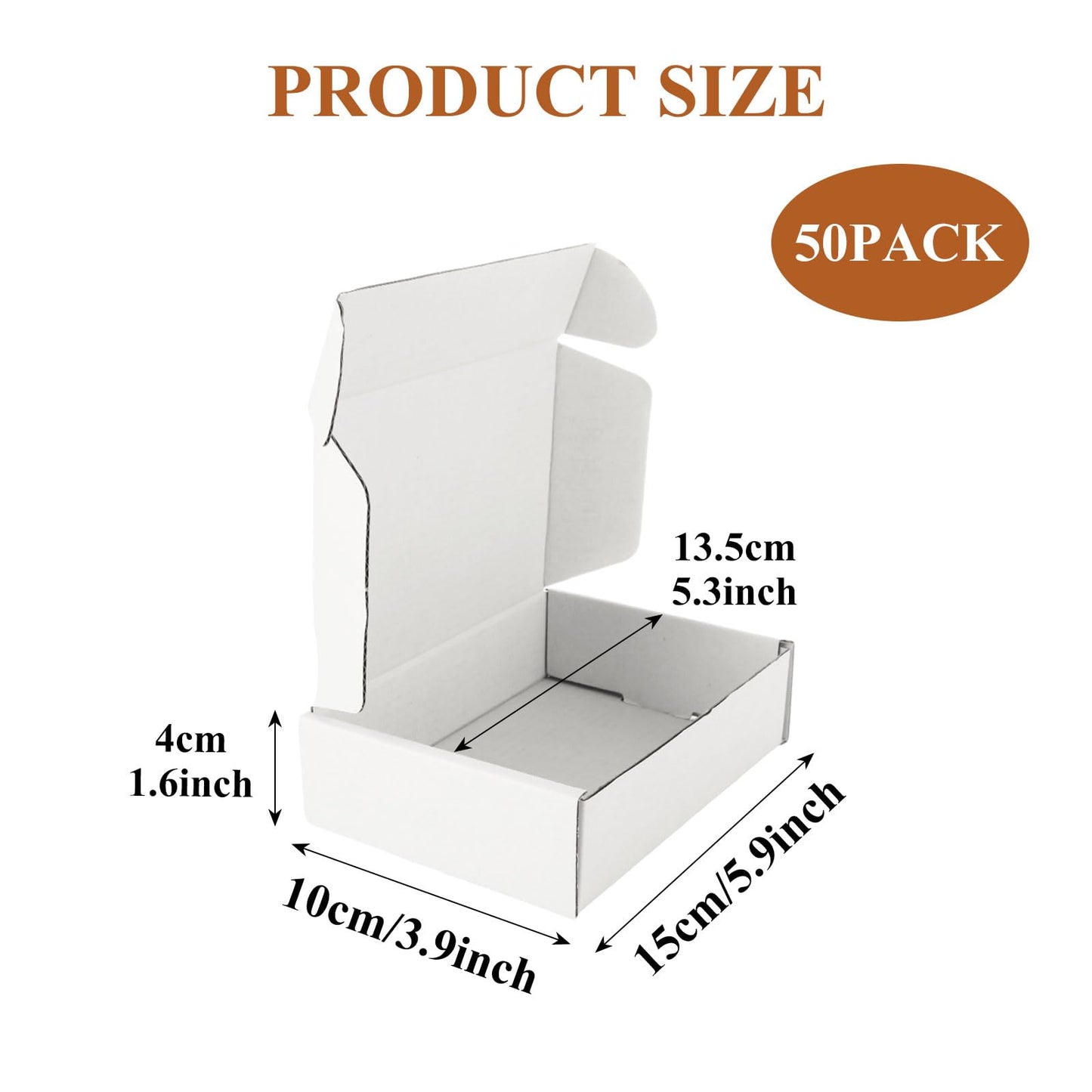 ABuff 50 Pack 6 x 4 x 1.6 Inch Shipping Boxes, Small Corrugated Cardboard Box White Mailer Boxes Gift Boxes for Business Shipping Mailing Packaging Literature Mailer