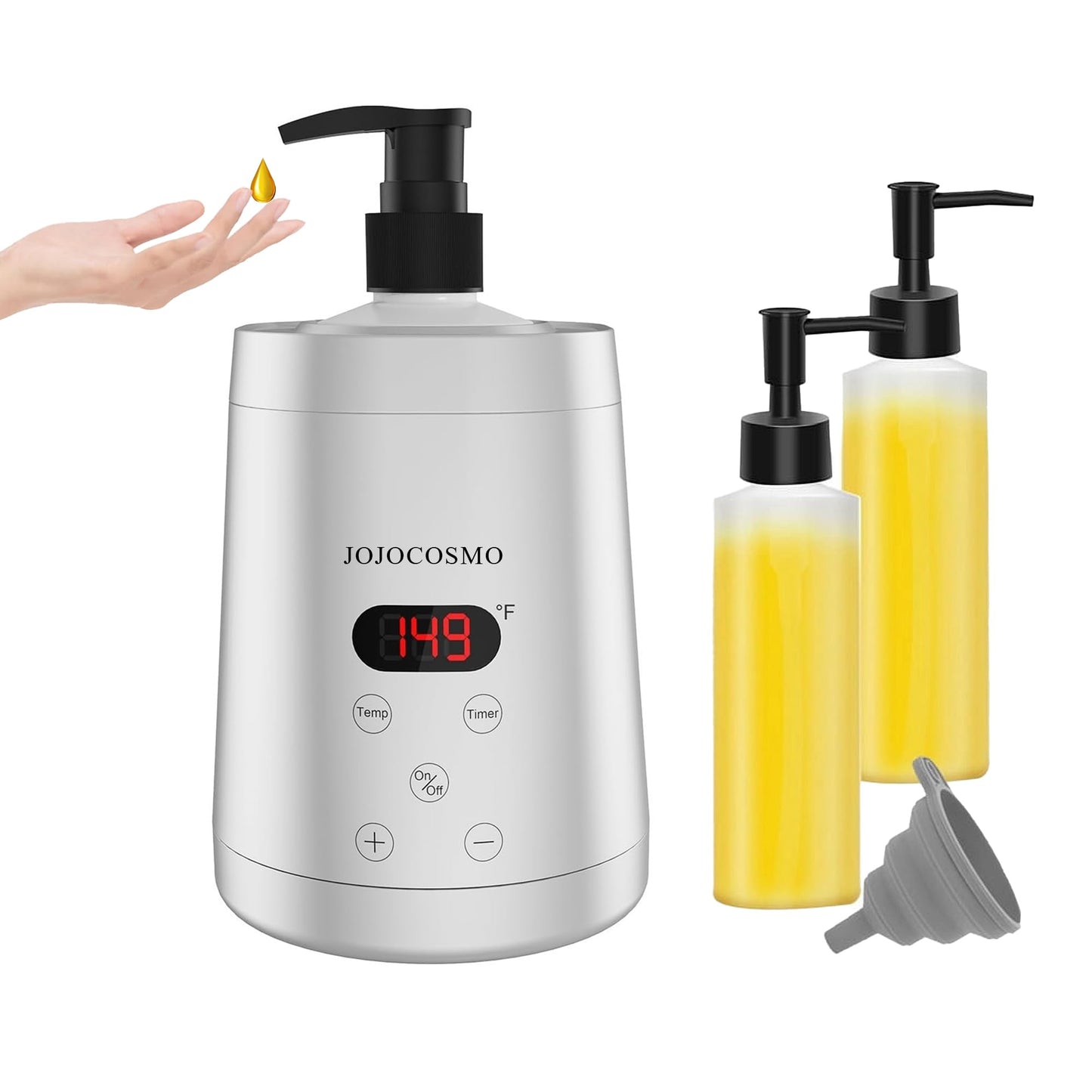 JOJOCOSMO Professional Massage Oil Warmer with 2 Oil Lotion, 250ml Digital Massage Oil Heater, Lotion Warmer Dispenser, Automatic Heated Lotion Massage for SPA, Salon, Home Massage (silver)