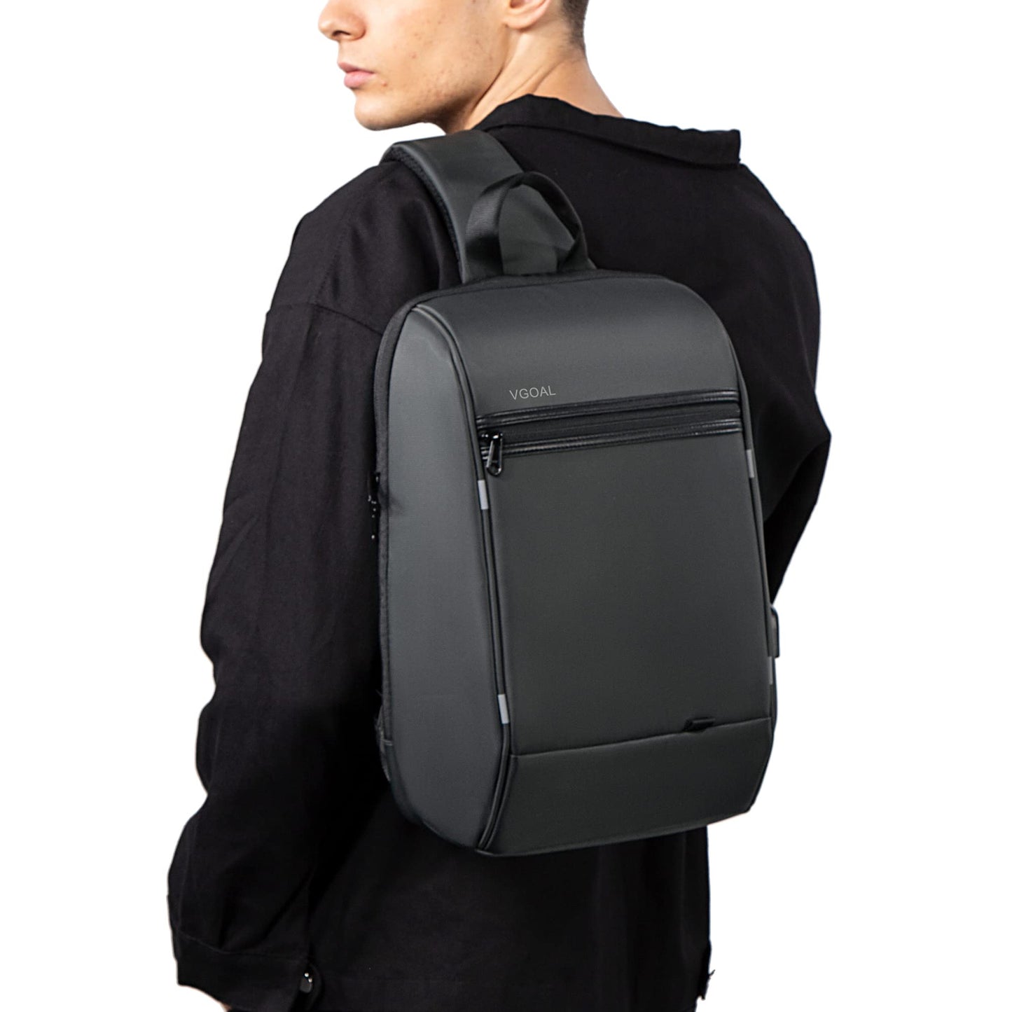 KINGSONS 13-inch anti-theft laptop sling backpack. Waterproof nylon, USB port, TSA lock, ideal for travel, hiking and camping (FG6301-Grey)