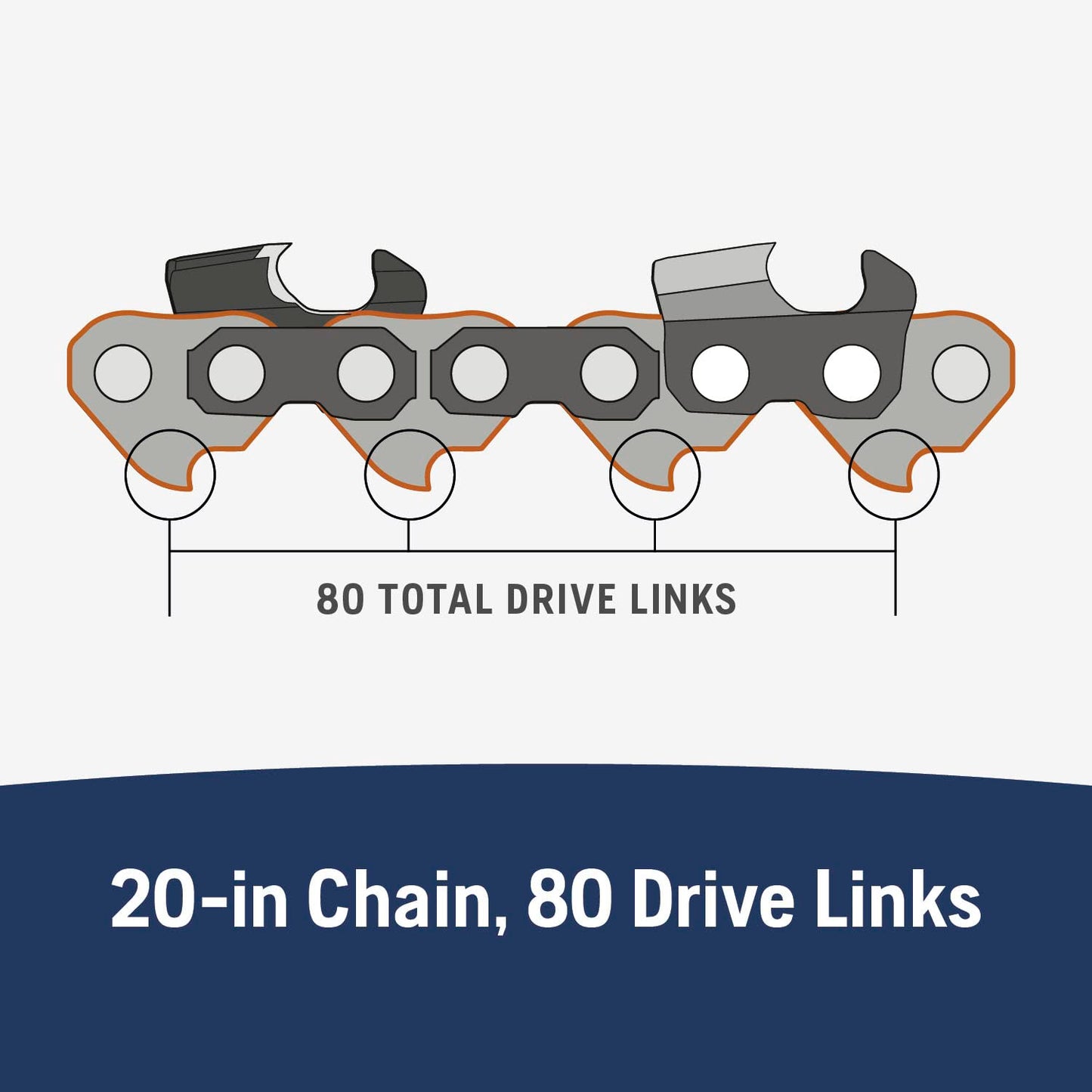 Husqvarna 581643680 SP33G-80 20 in. X-Cut Chainsaw Chain - 0.325 in. Pitch, 050 in. Gauge Orange/Gray